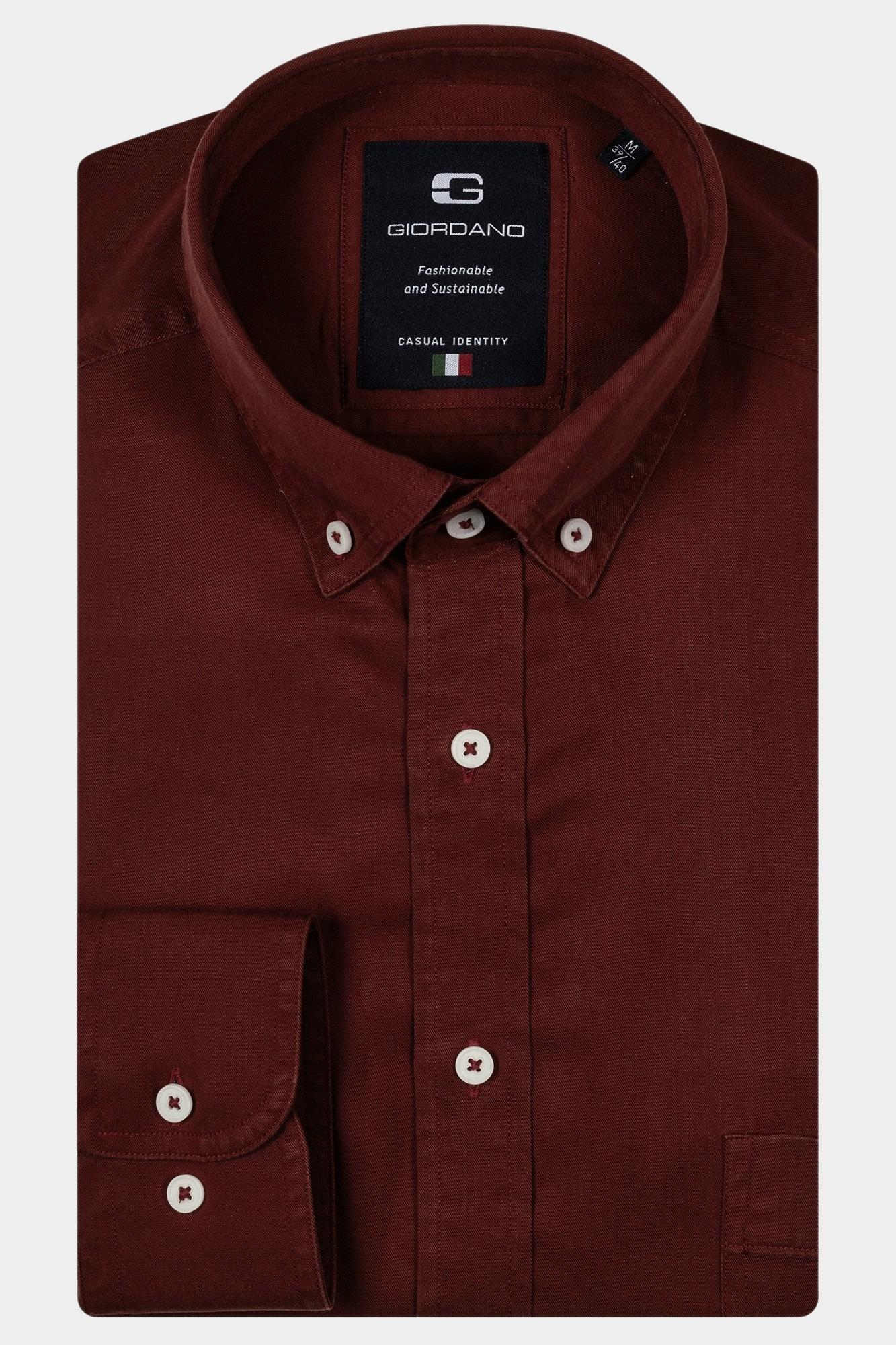 Giordano Casual hemd lange mouw Rood Brando, LS Button Down  Soft 427006/36