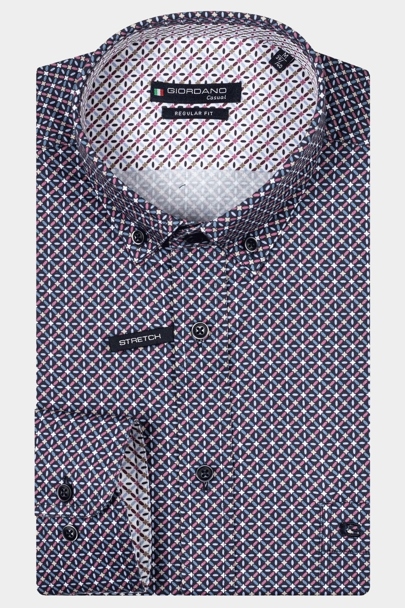 Giordano Casual hemd lange mouw Rood Ivy, LS Button Down Graphic P 427012/55