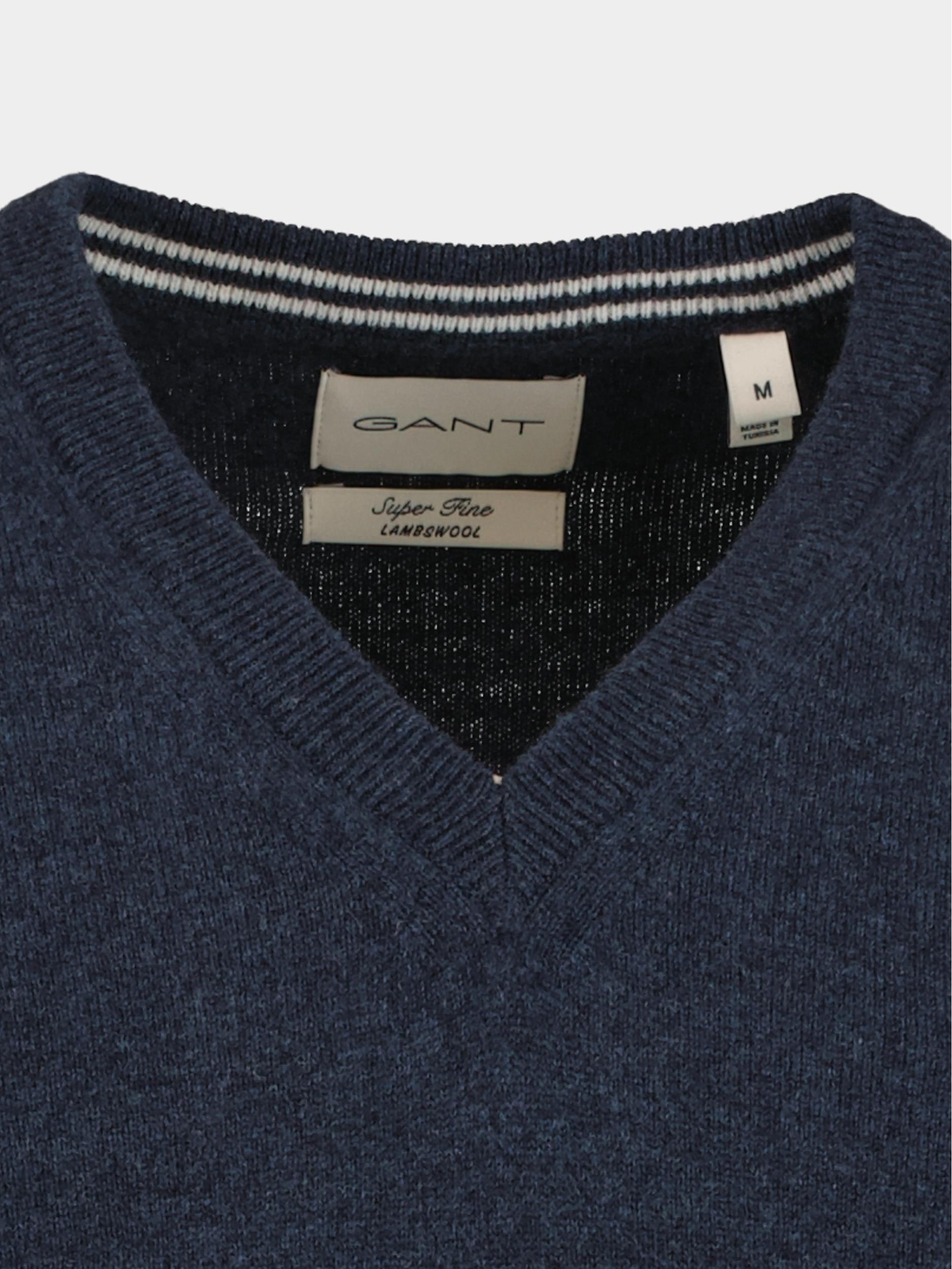 Gant Pullover Blauw Superfine Lambswool V-Neck 87212/480