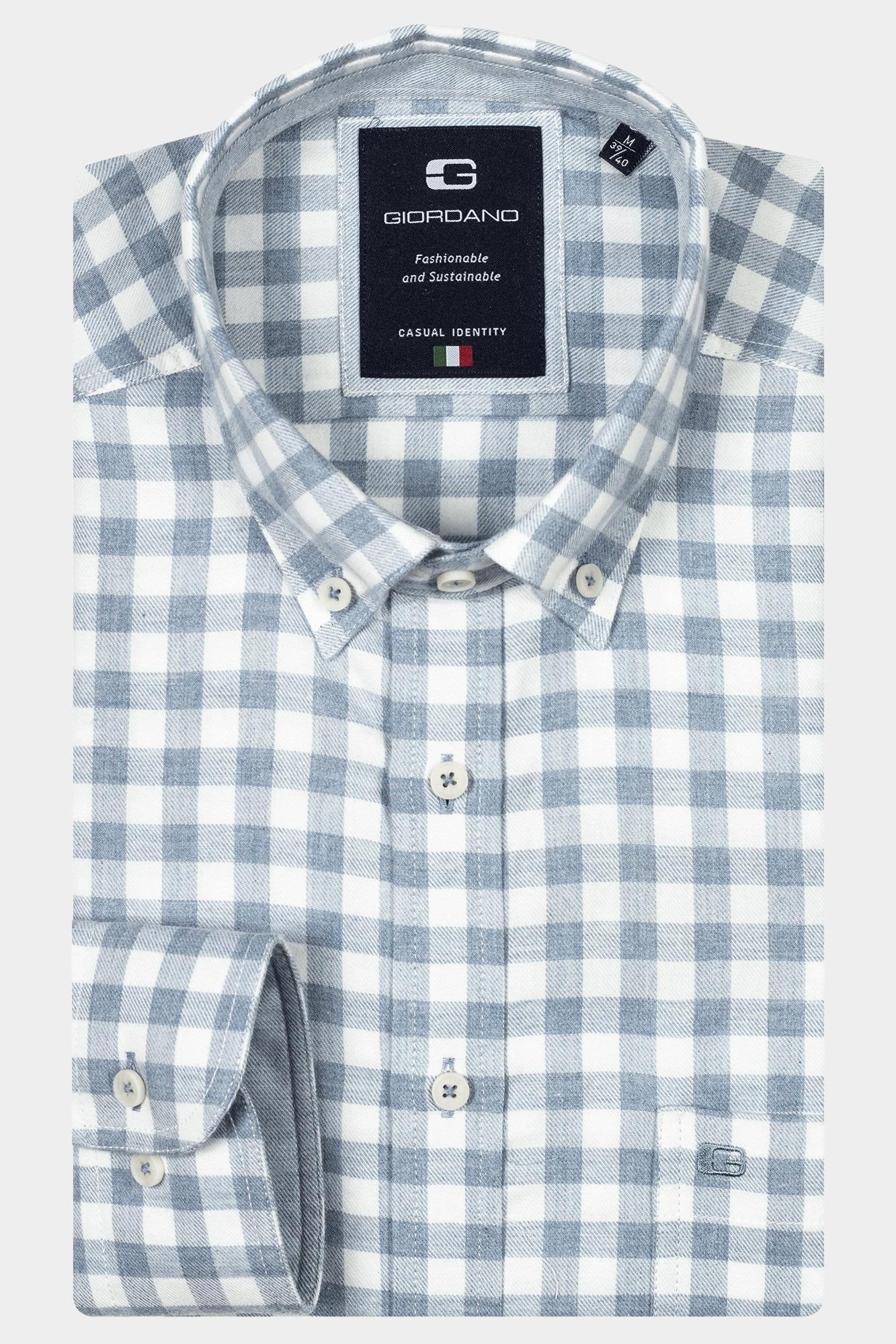 Giordano Casual hemd lange mouw Blauw Brando, LS Button Down  Brush 427304/63