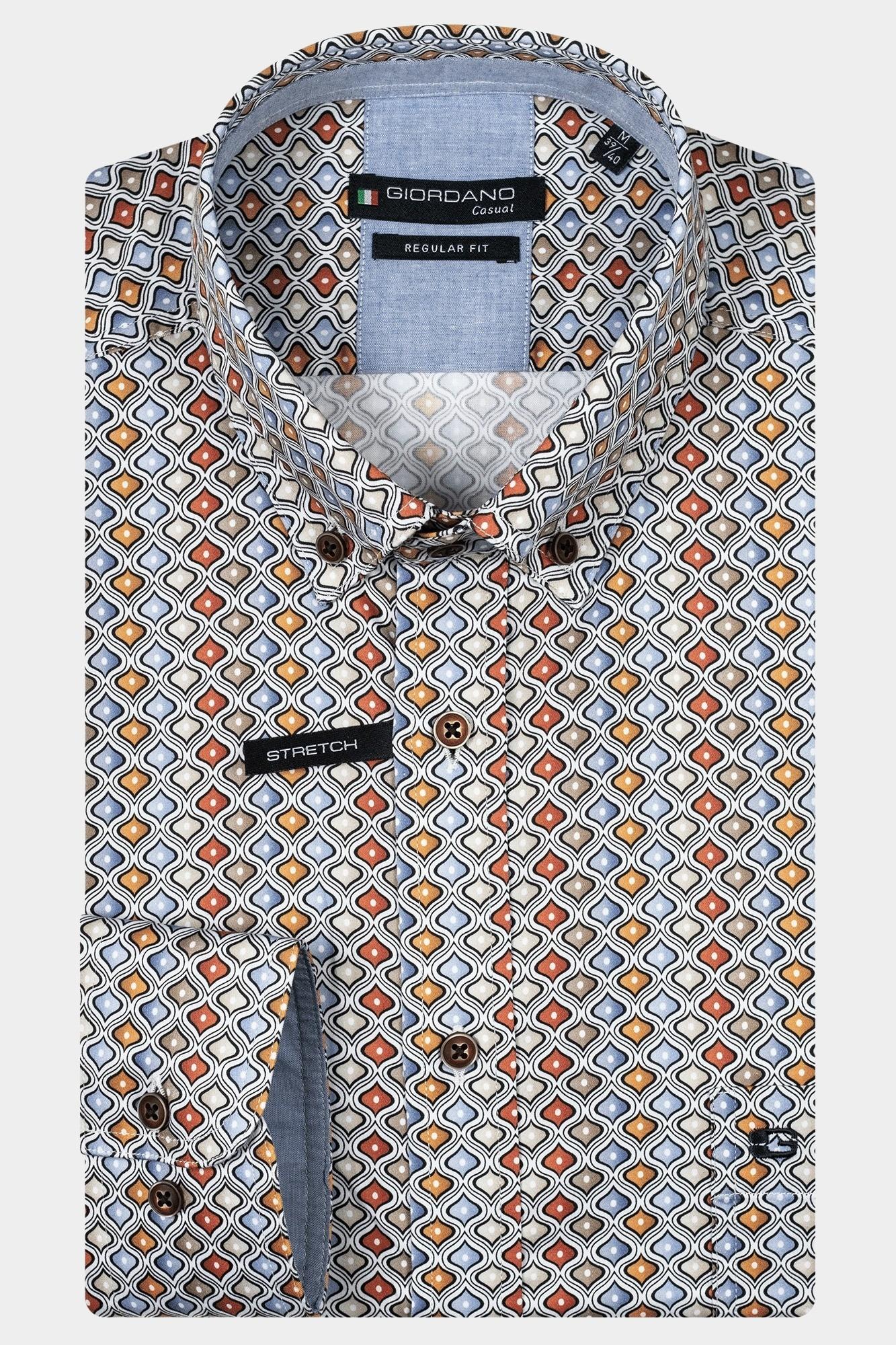 Giordano Casual hemd lange mouw Blauw Ivy, LS Button Down Colourful 427023/60