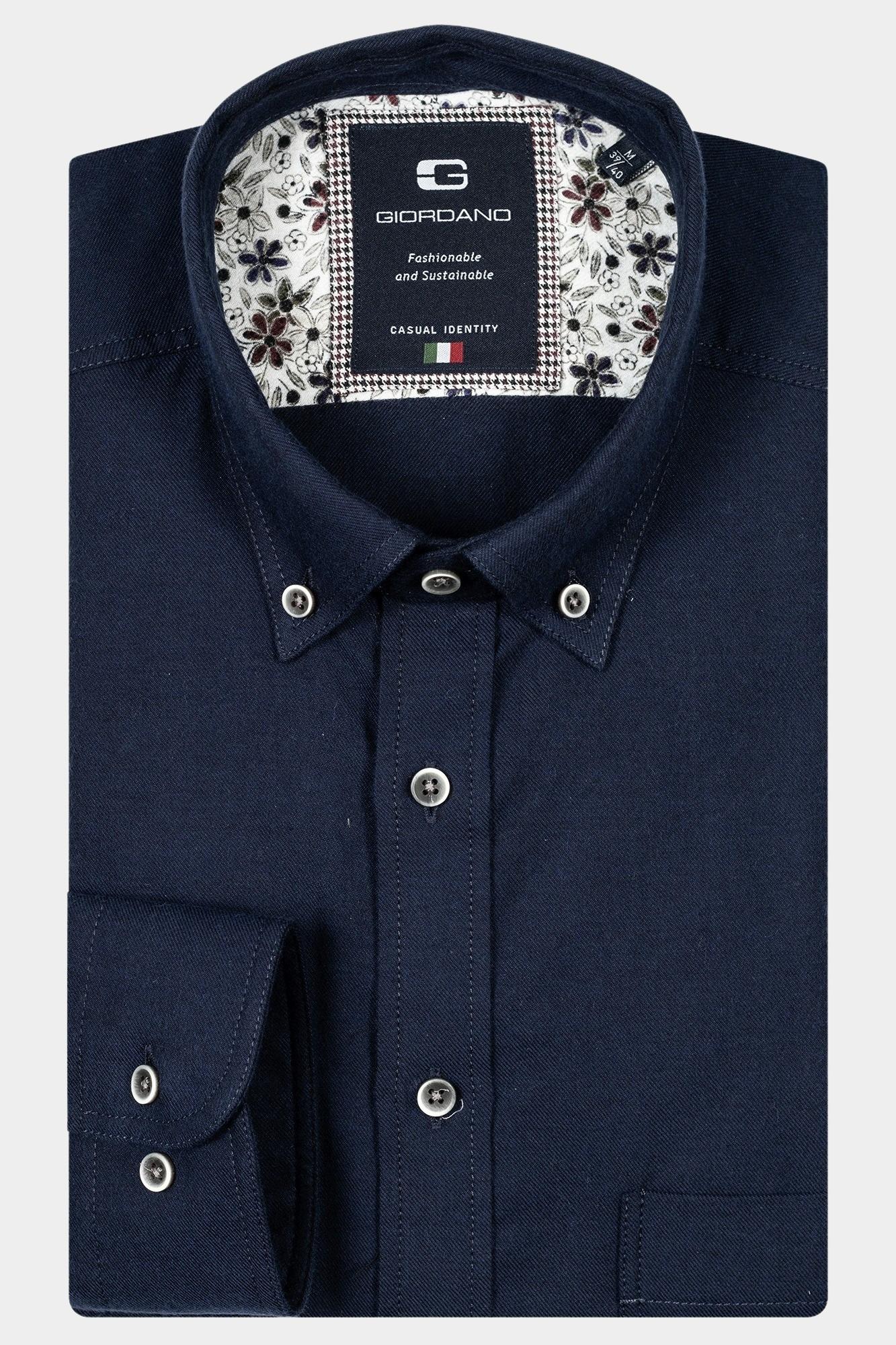 Giordano Casual hemd lange mouw Blauw Brando, LS Button Down  Two-T 427001/60