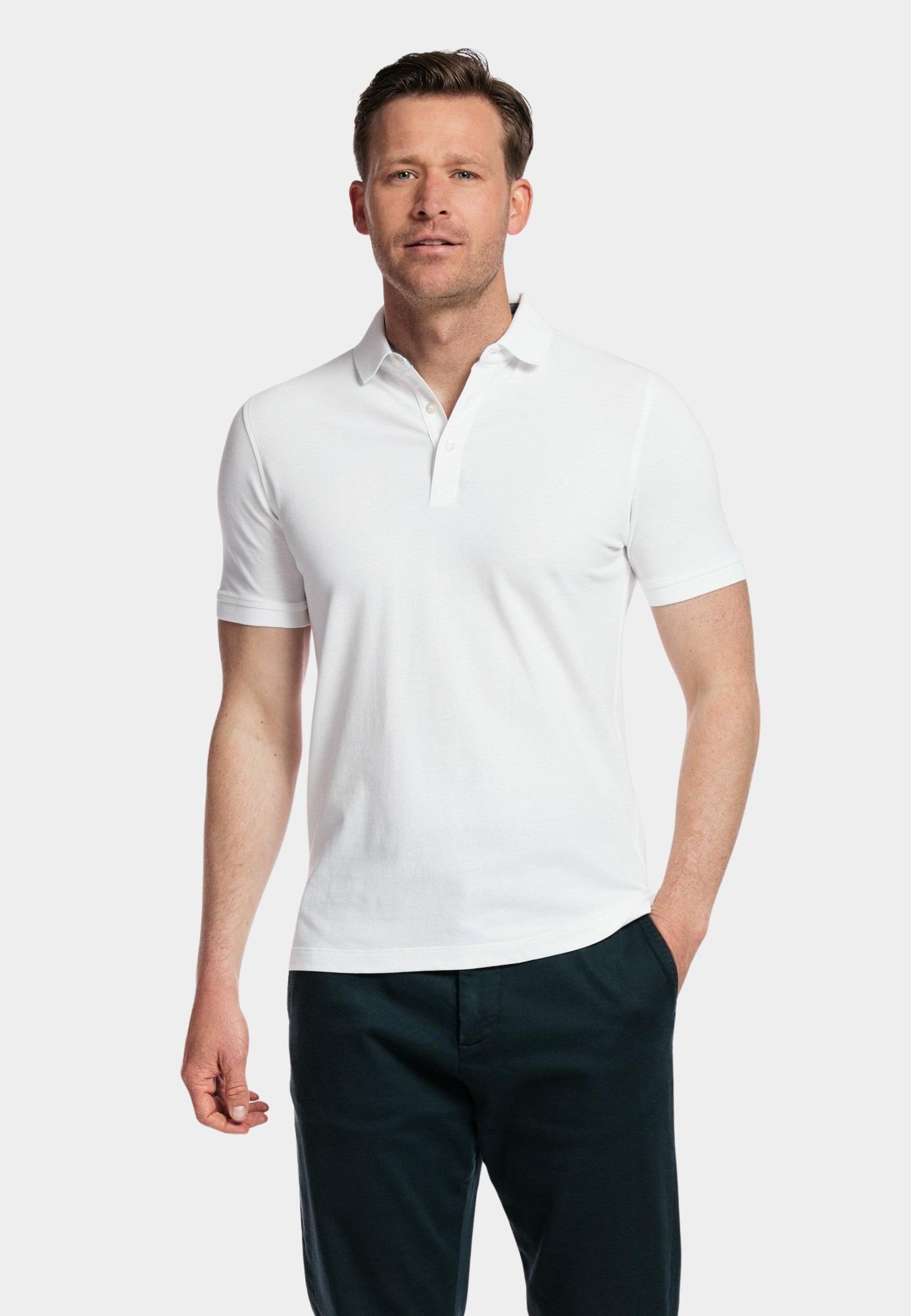 Baileys Polo korte mouw Wit Poloshirt  2-tone oxford Piqu 415287/10