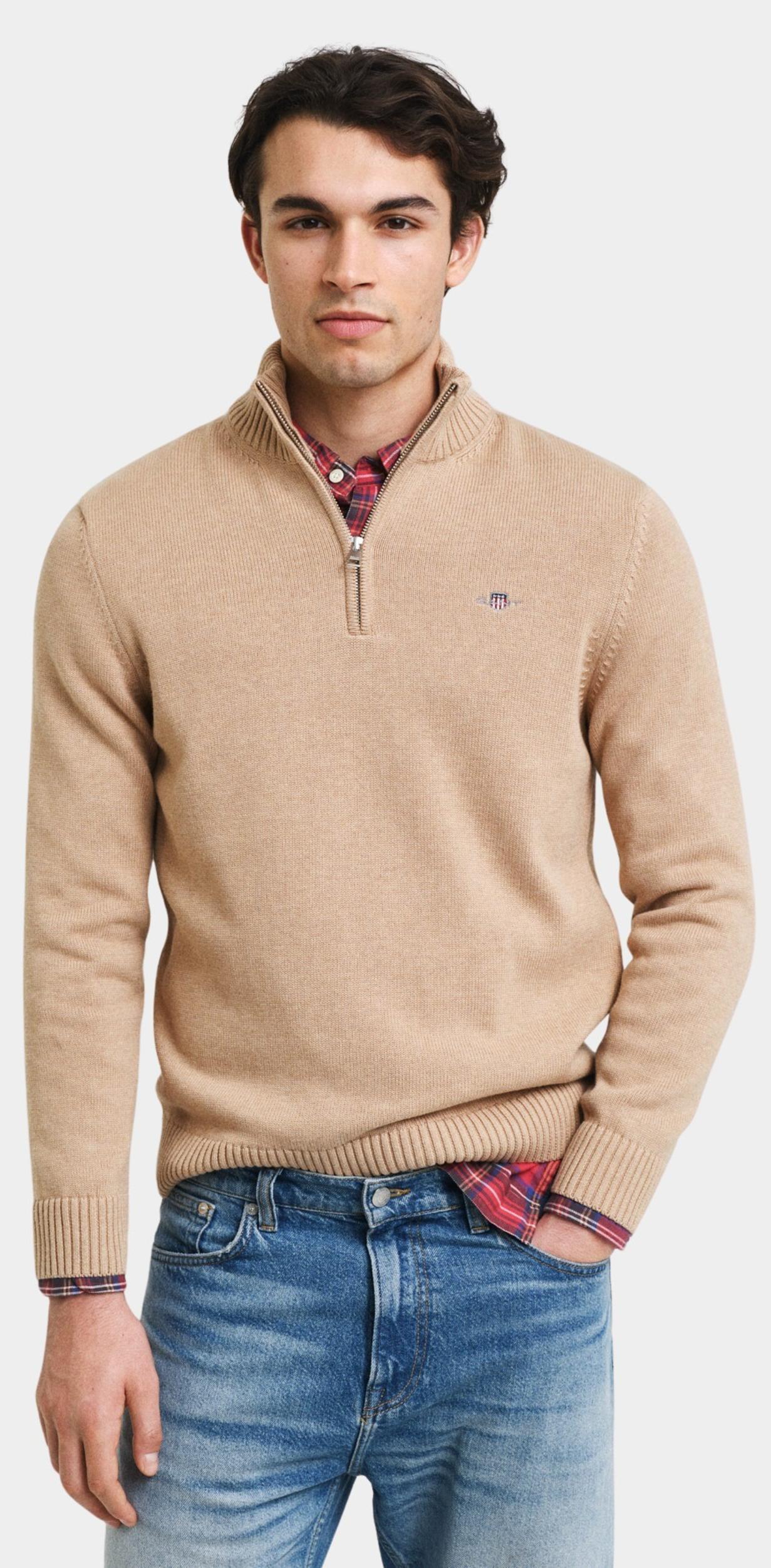 Gant Pullover Beige Casual Cotton Halfzip 8030170/296