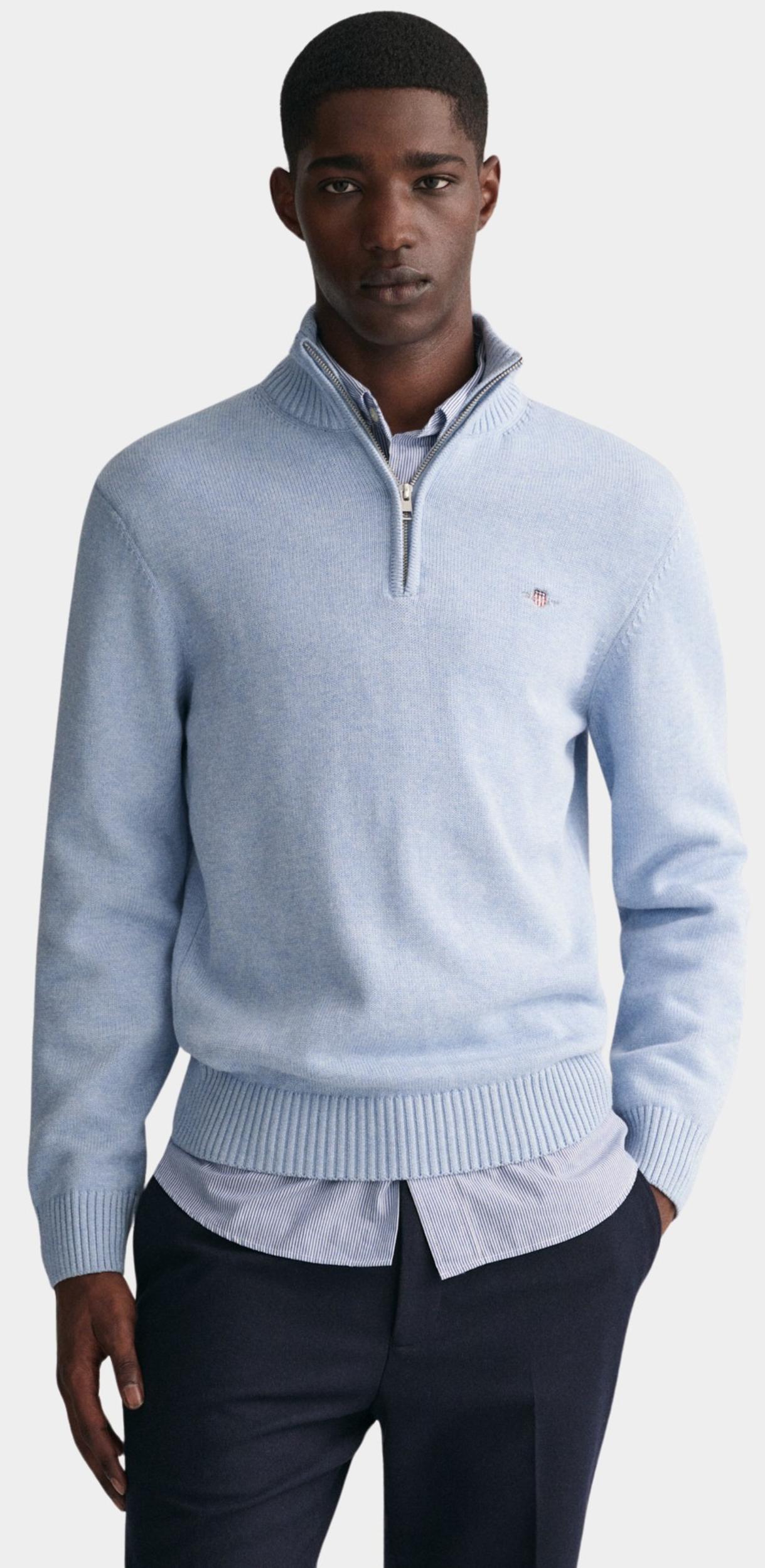 Gant Pullover Blauw Casual Cotton Half Zip 8030170/497