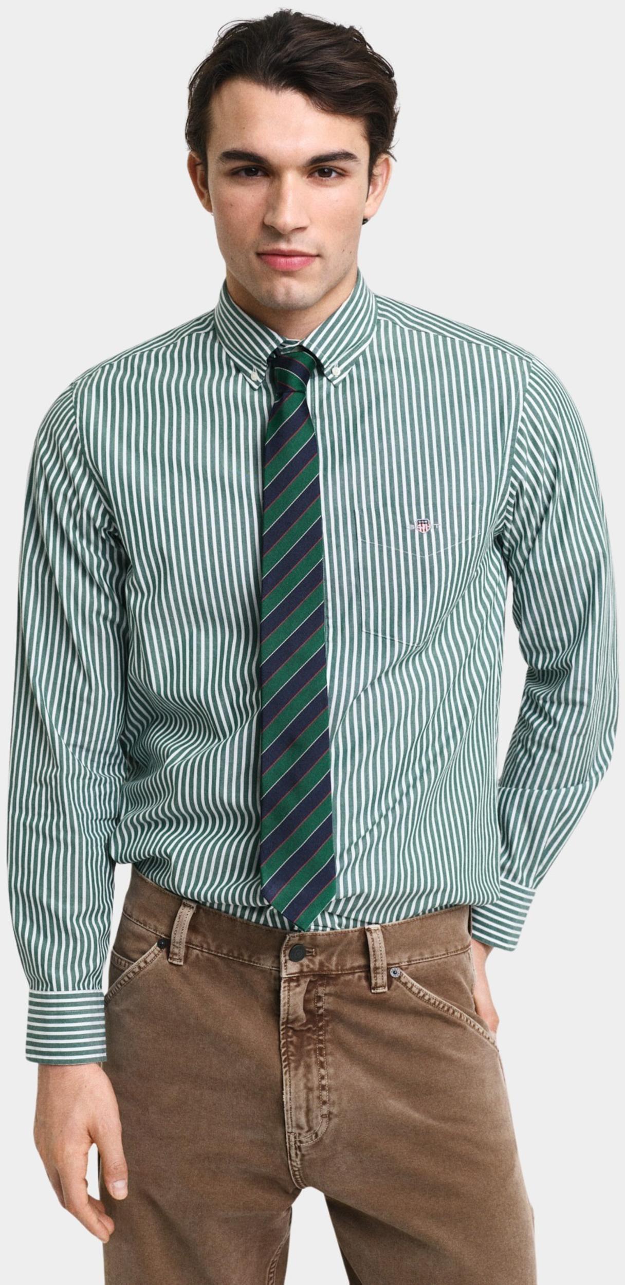 Gant Casual hemd lange mouw Groen REG CLASSIC POPLIN STRIPE SHI 3000130/373