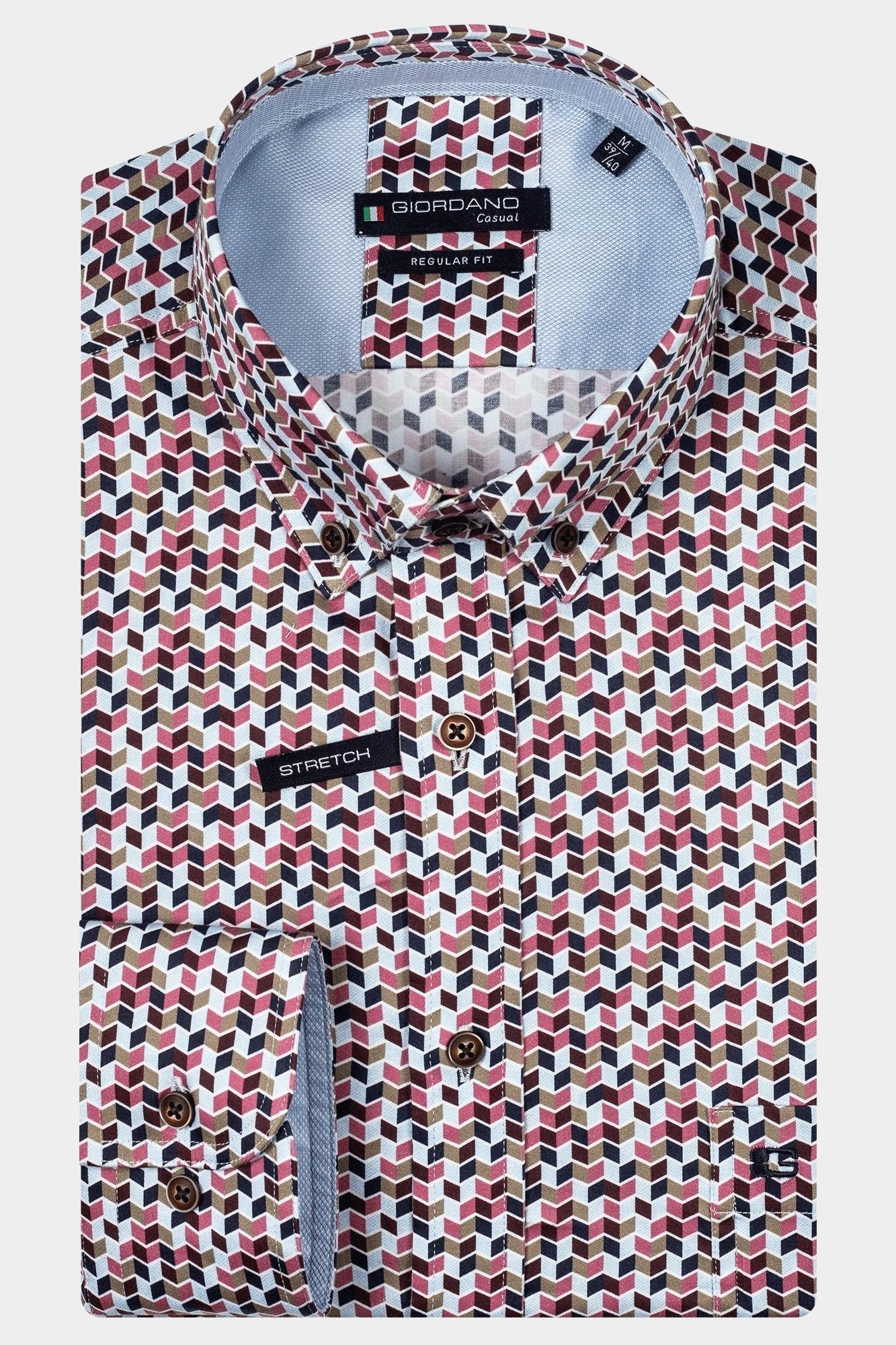 Giordano Casual hemd lange mouw Roze Ivy, LS Button Down Graphic P 427016/50