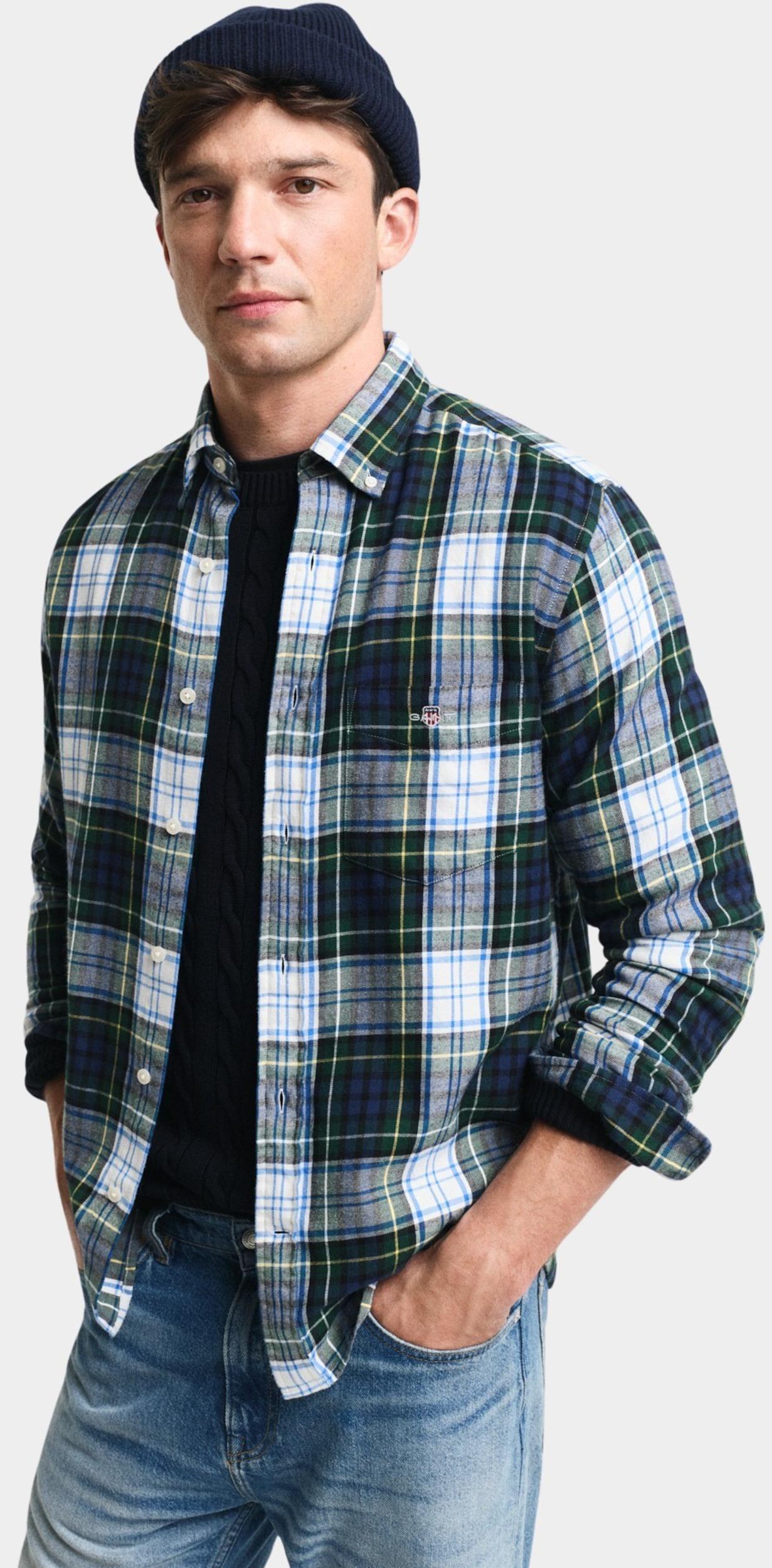 Gant Casual hemd lange mouw Groen REG FLANNEL CHECK SHIRT 3250001/374