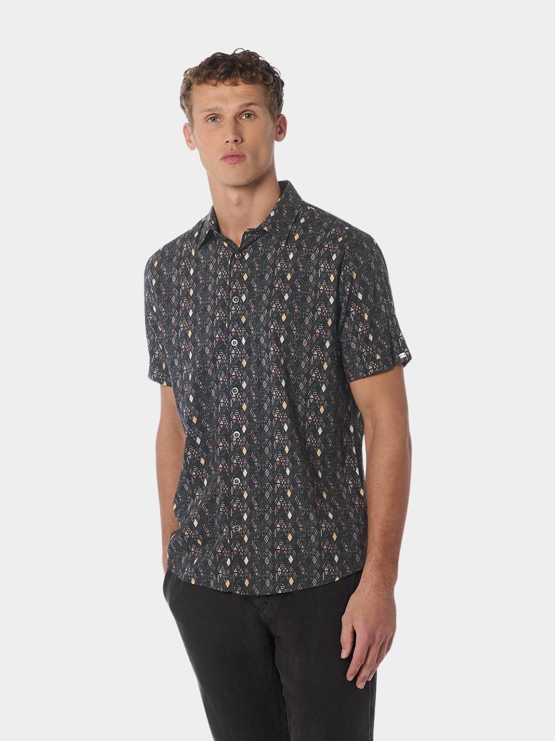 No Excess Casual hemd korte mouw Blauw Shirt Short Sleeve Allover Pr 23440342/078