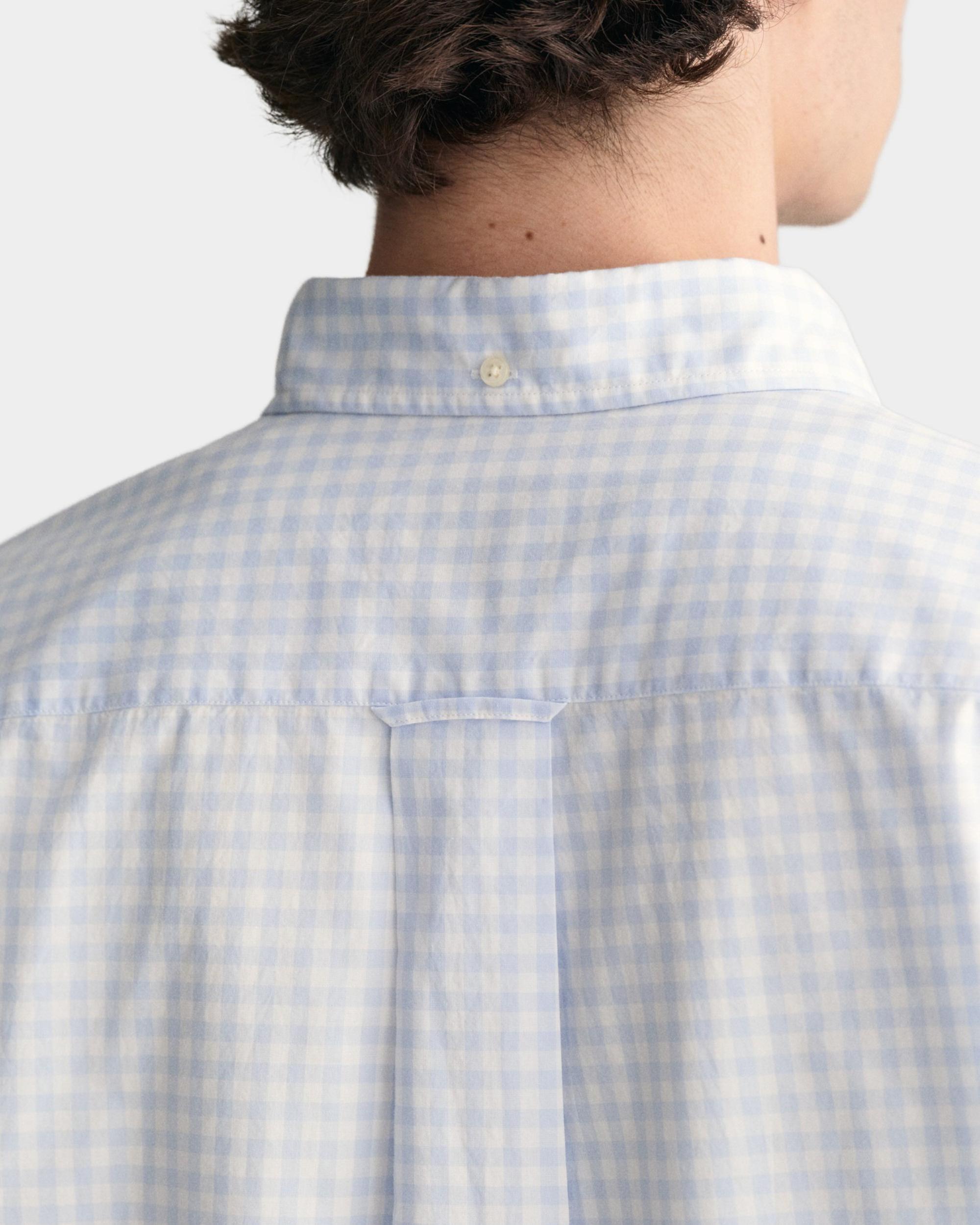 Gant Casual hemd korte mouw Blauw Classic Poplin Gingham SS Shir 3000121/455