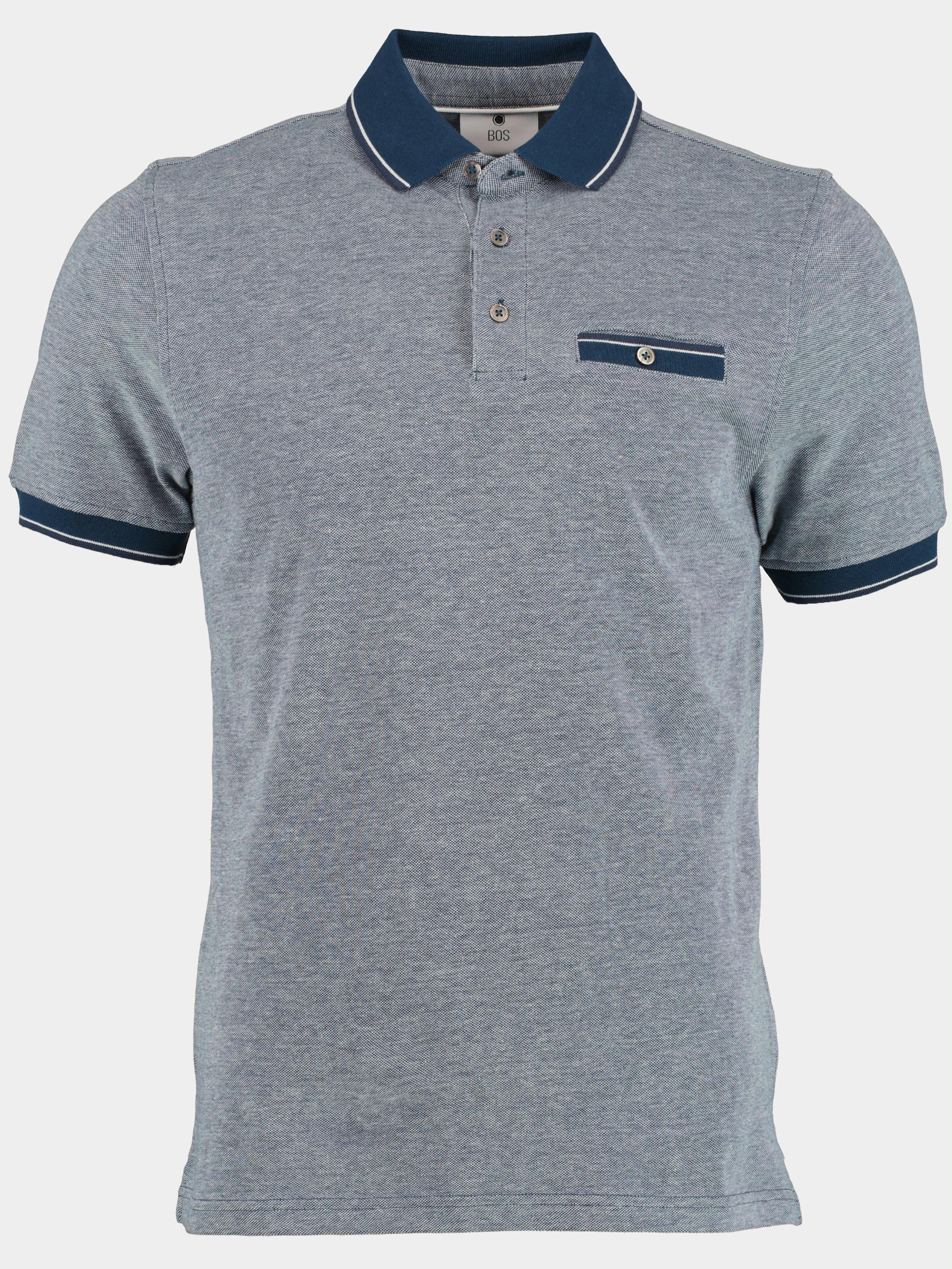 Bos Polo korte mouw Blauw Oxan Polo Oxford 23108OX46BO/267 dark denim