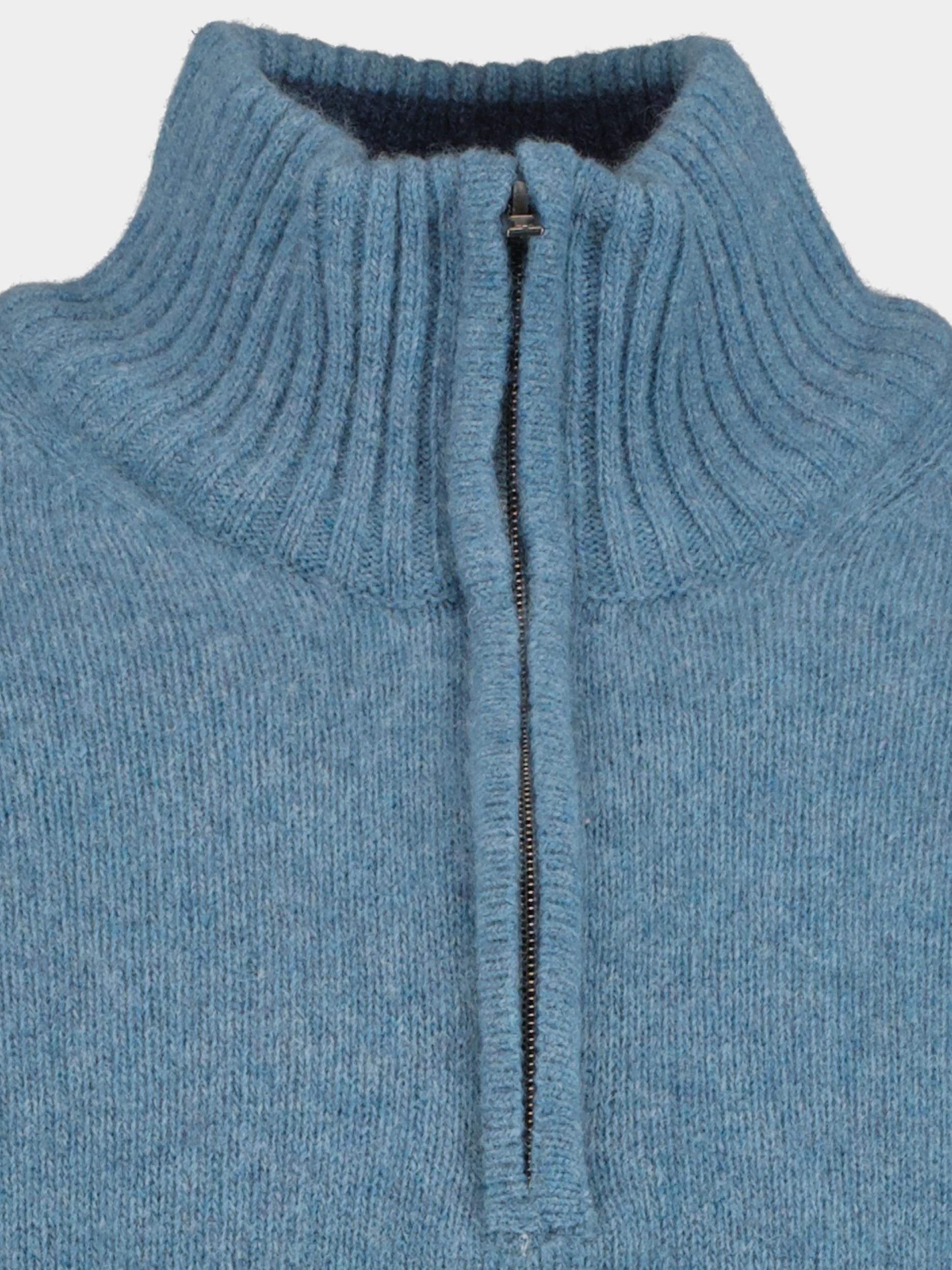 Bos Pullover Blauw Lambswool half zip 1151224/304