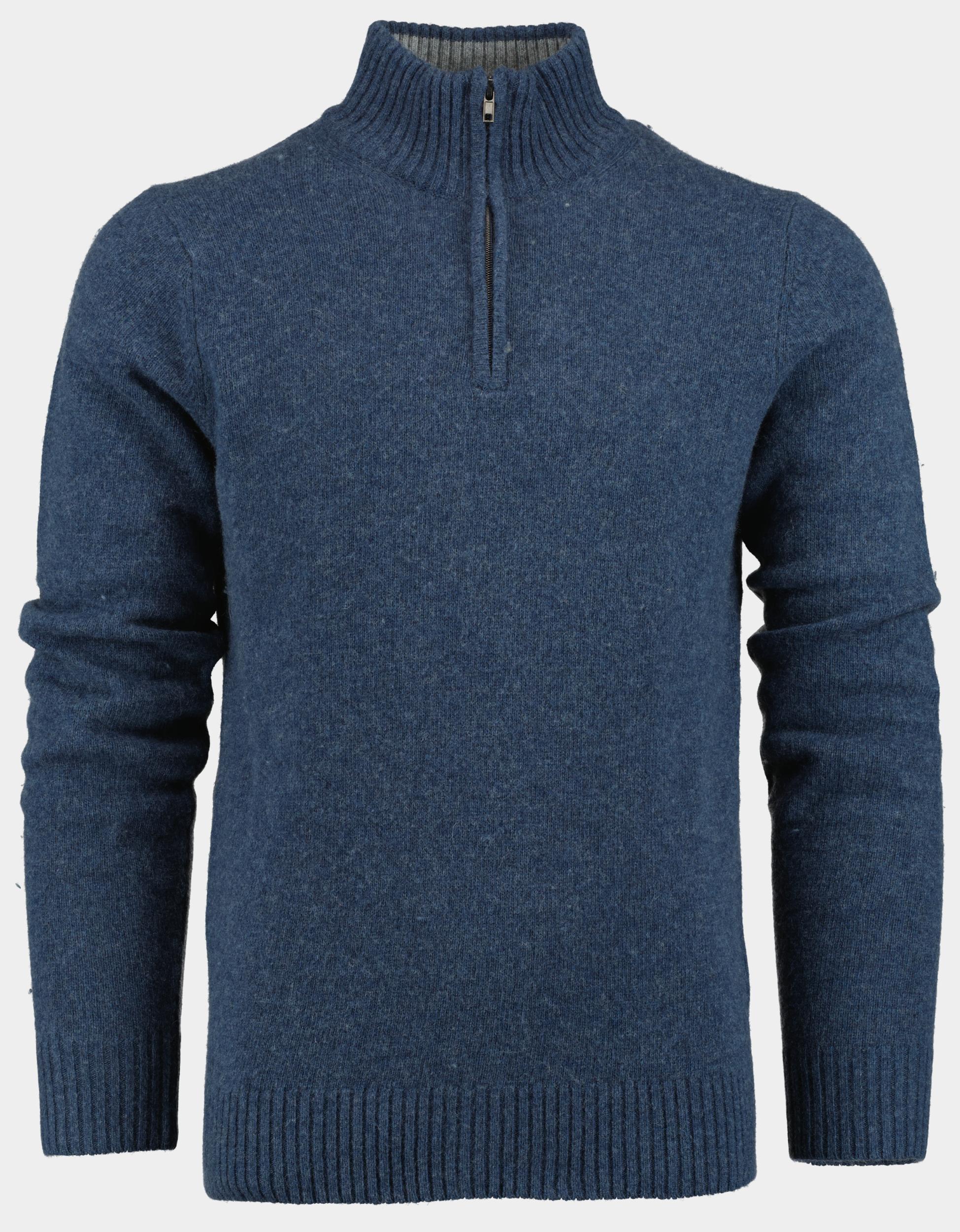 Bos Pullover Blauw Lambswool half zip 1151224/218