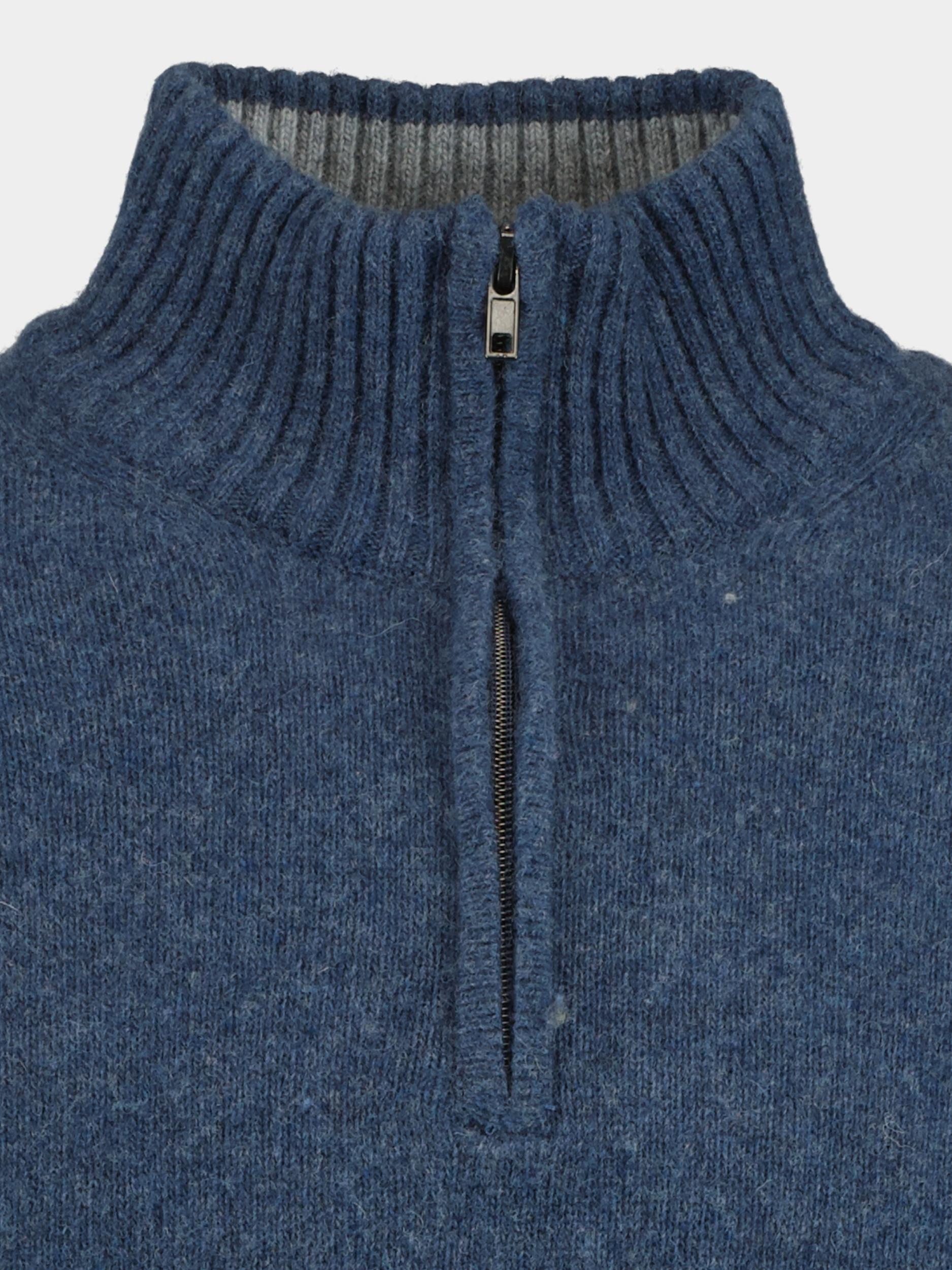 Bos Pullover Blauw Lambswool half zip 1151224/218