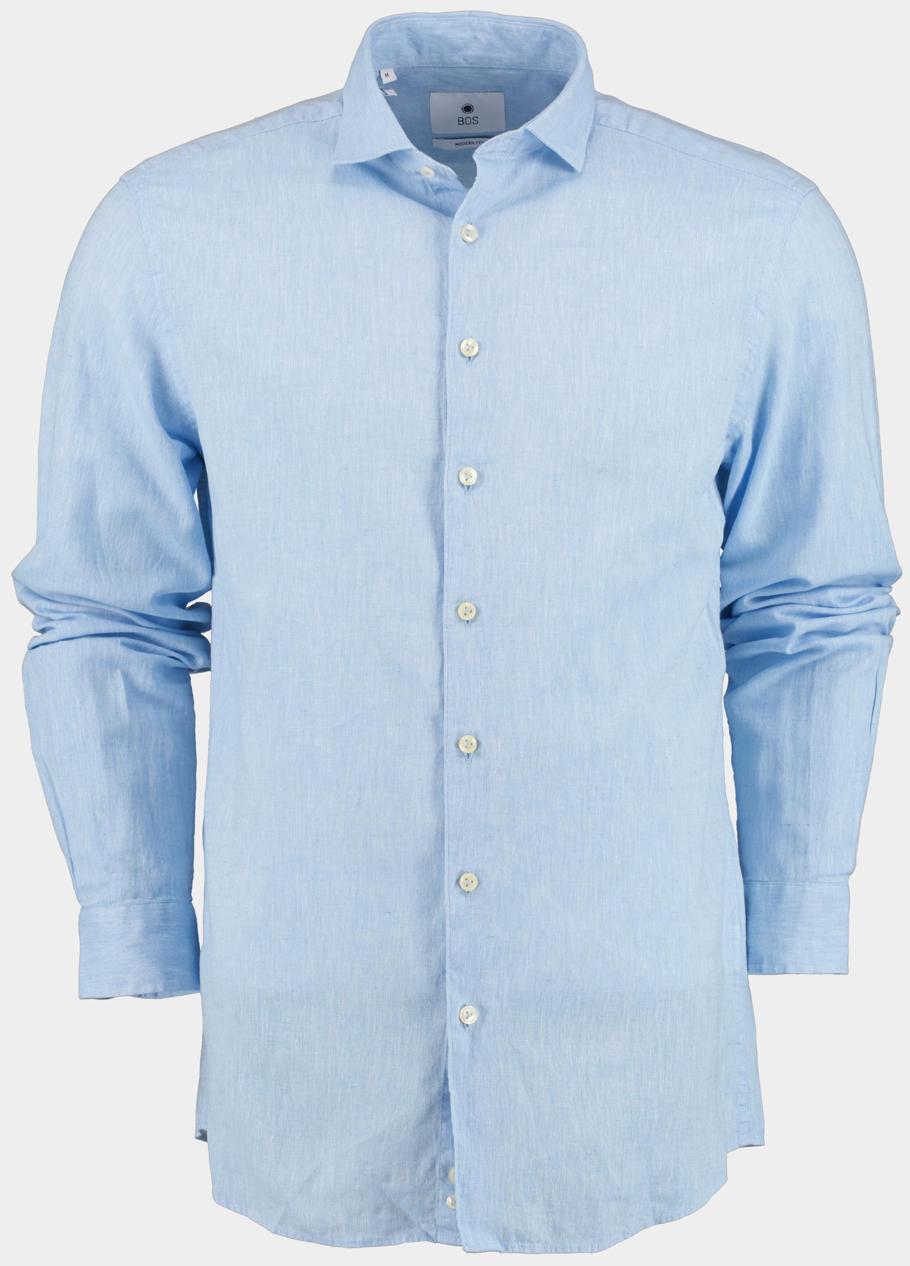 Bos Casual hemd lange mouw Blauw Avenue Li-co Ws Plain Shirt L 24107AV01BO/210 l.blue