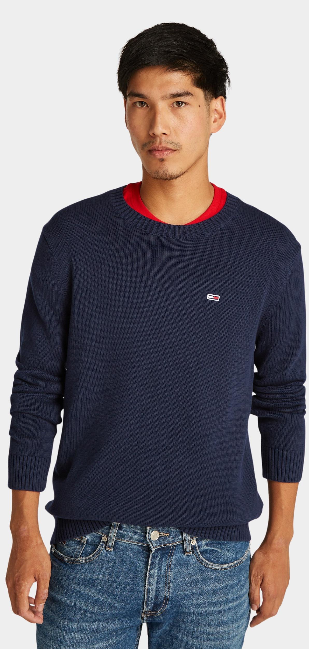 Tommy Jeans Sweater Blauw TJM Slim Essentls C-Neck Sweat DM0DM18370/C1G