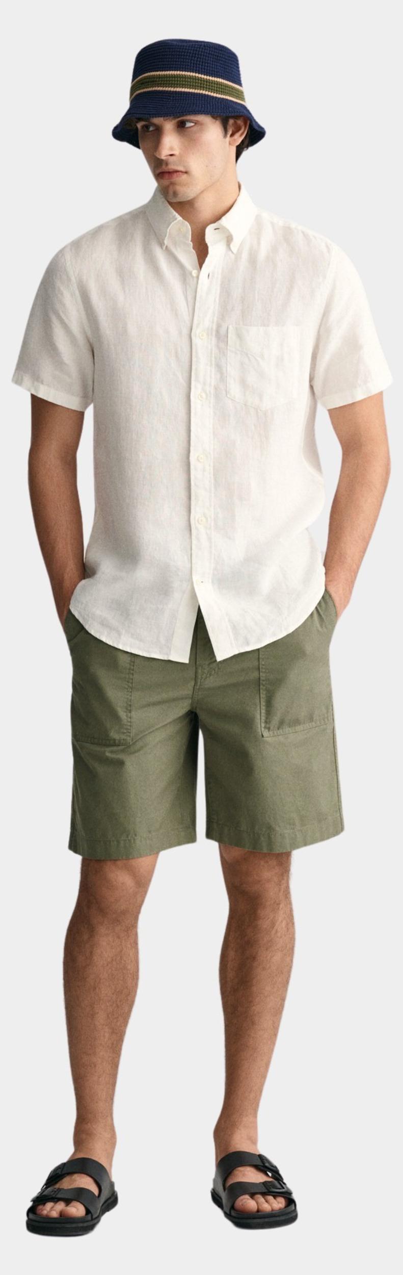 Gant Casual hemd korte mouw Wit Linen SS Shirt 3240103/110