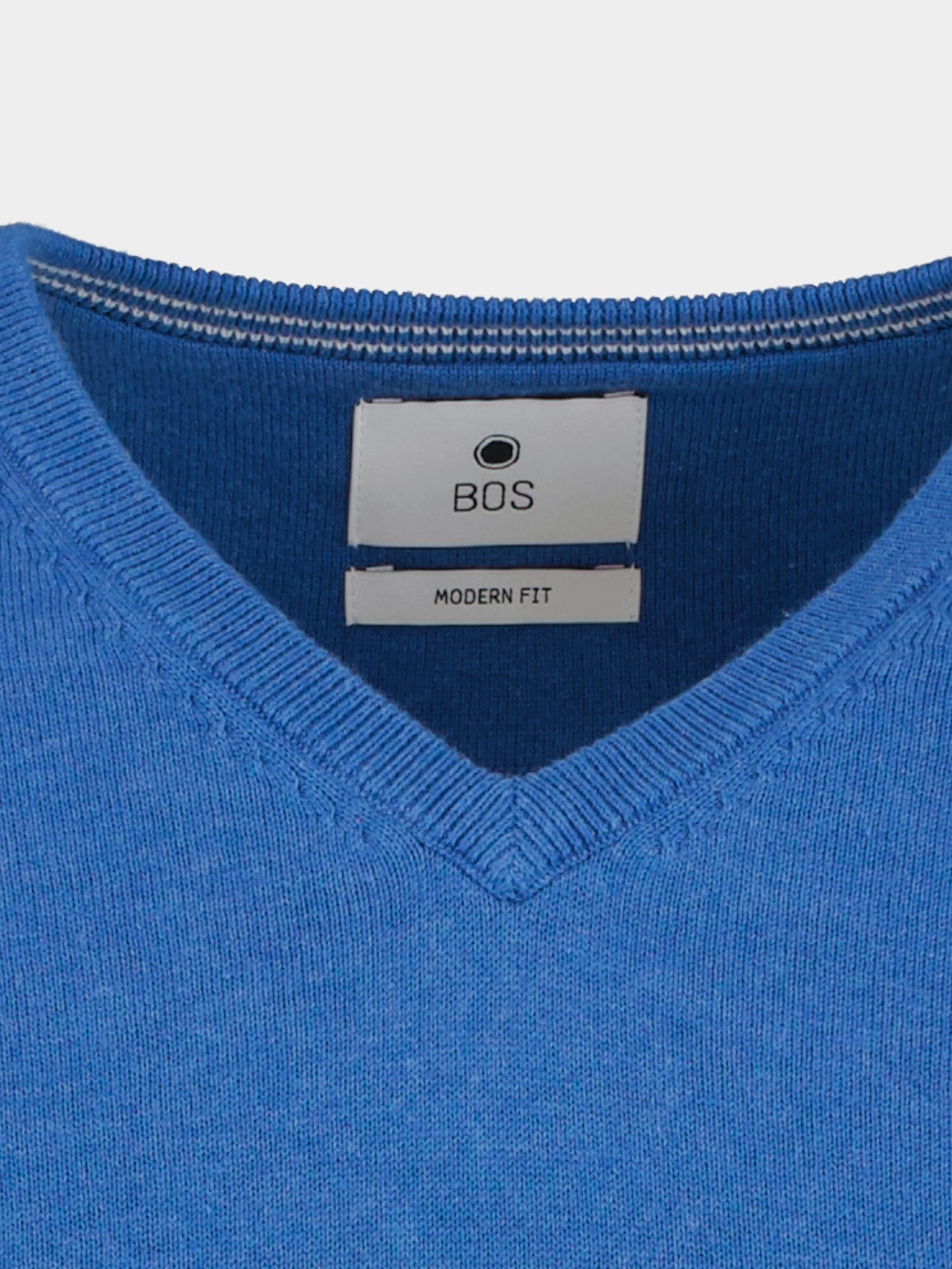 Bos Pullover Blauw Vince V-neck Pullover Flat Kn 24105VI01BO/240 blue