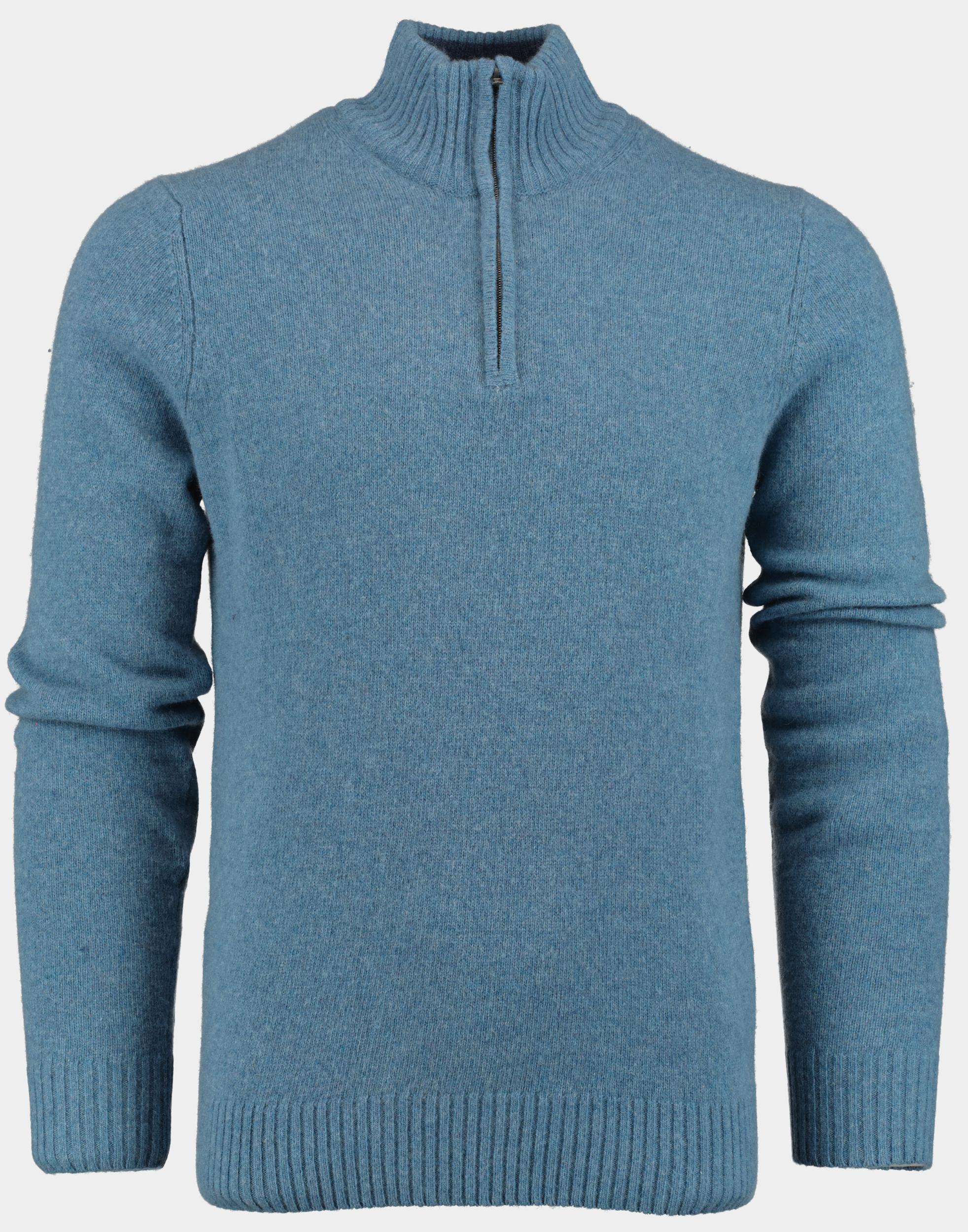 Bos Pullover Blauw Lambswool half zip 1151224/304