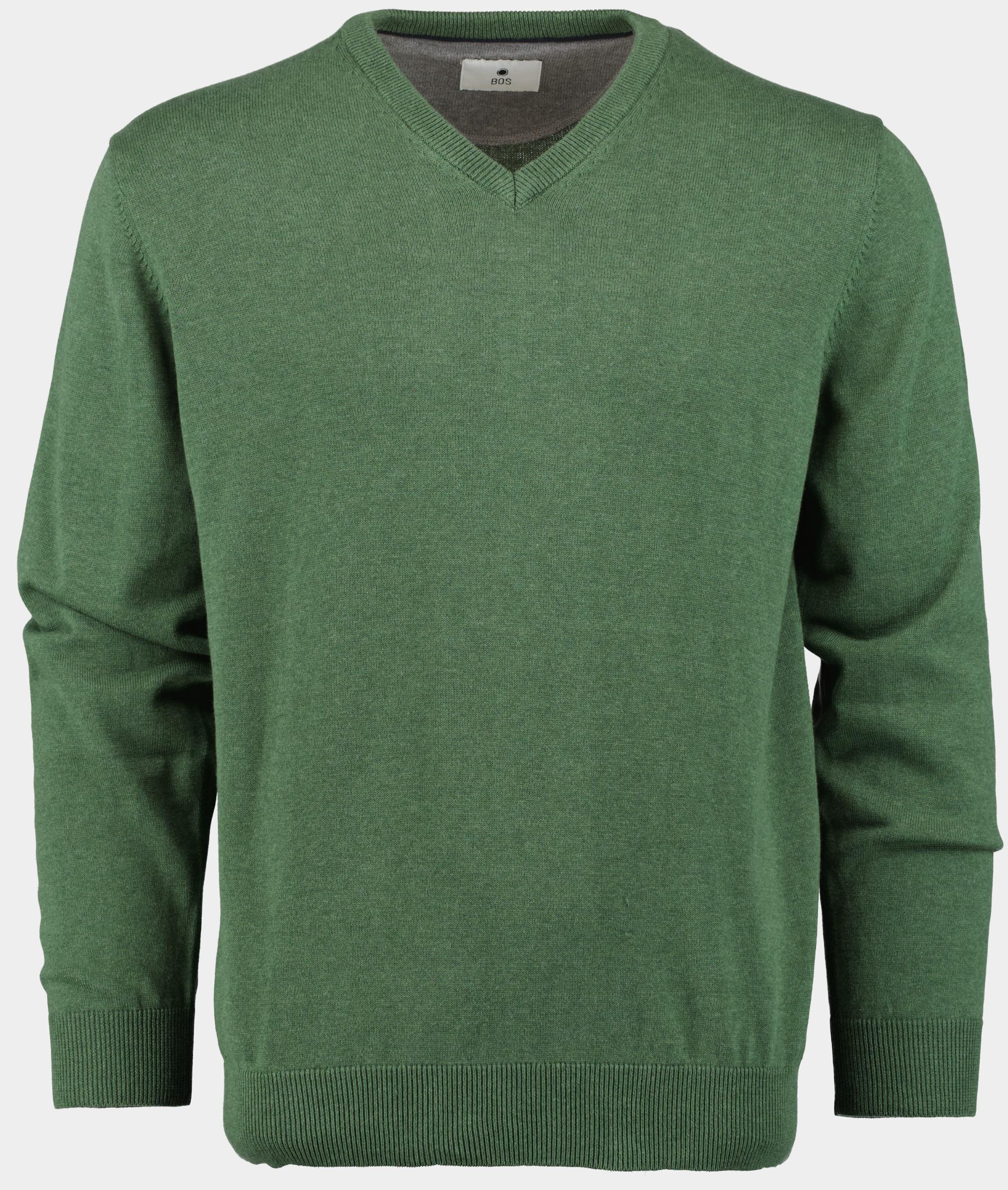 Bos Pullover Groen Katoenen V-hals 428100CCT/785