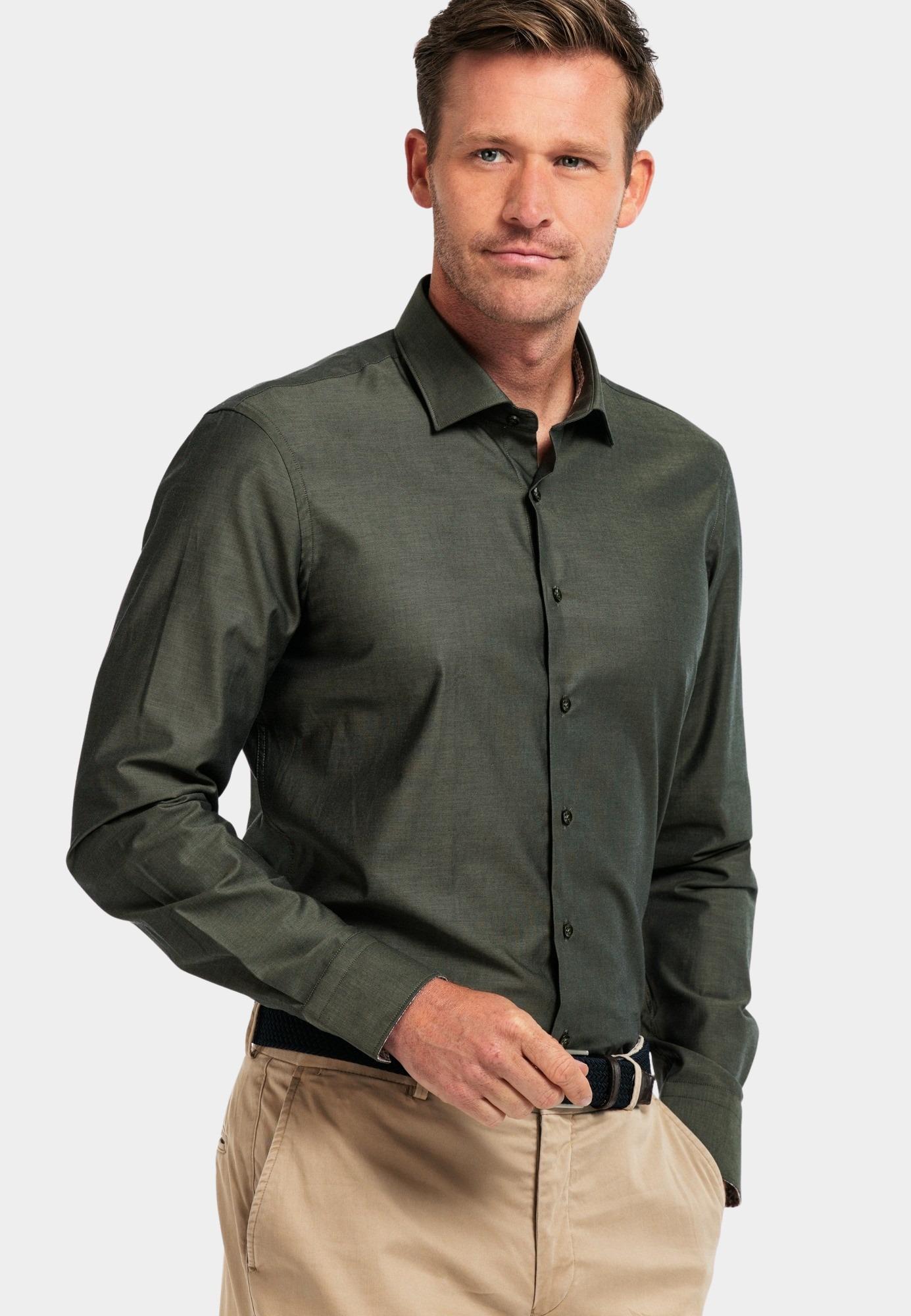 Giordano Casual hemd lange mouw Groen Maggiore, LS Semi Cutaway  Pl 427804/70