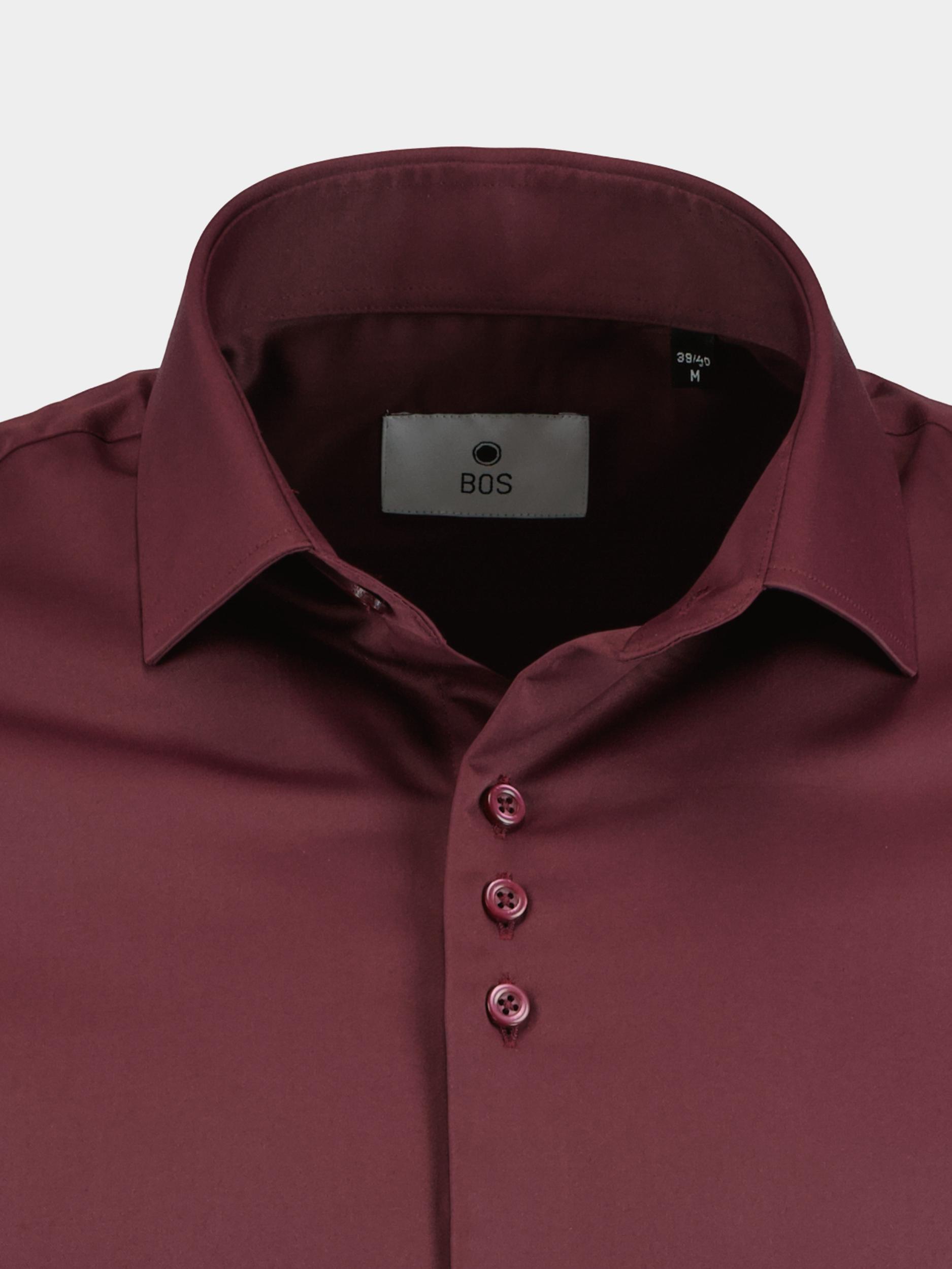 Bos Casual hemd lange mouw Rood slim fit Napoli/Oxblood