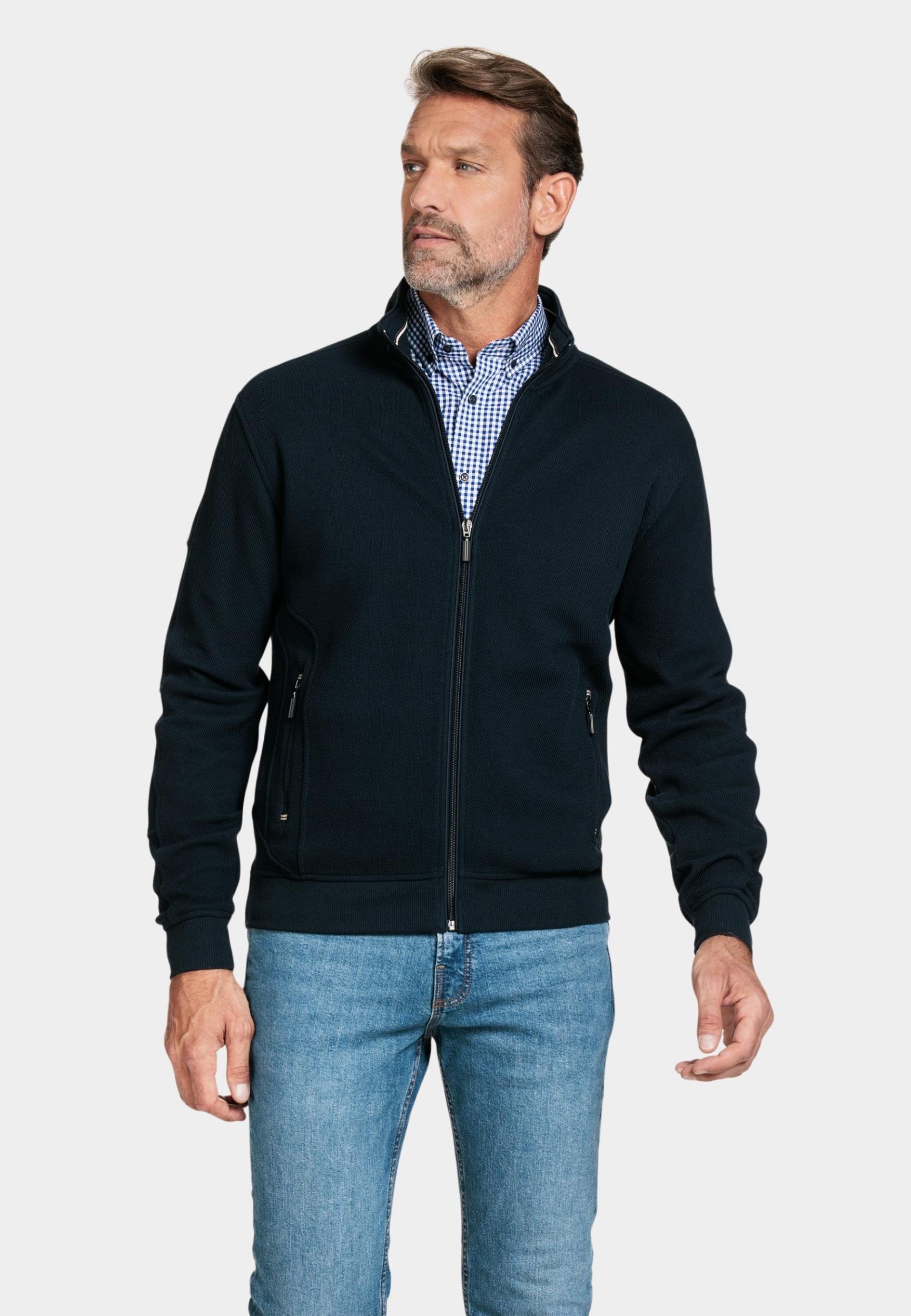 Baileys Vest Blauw Sweat Cardigan Zip Honeycomb 322281/60