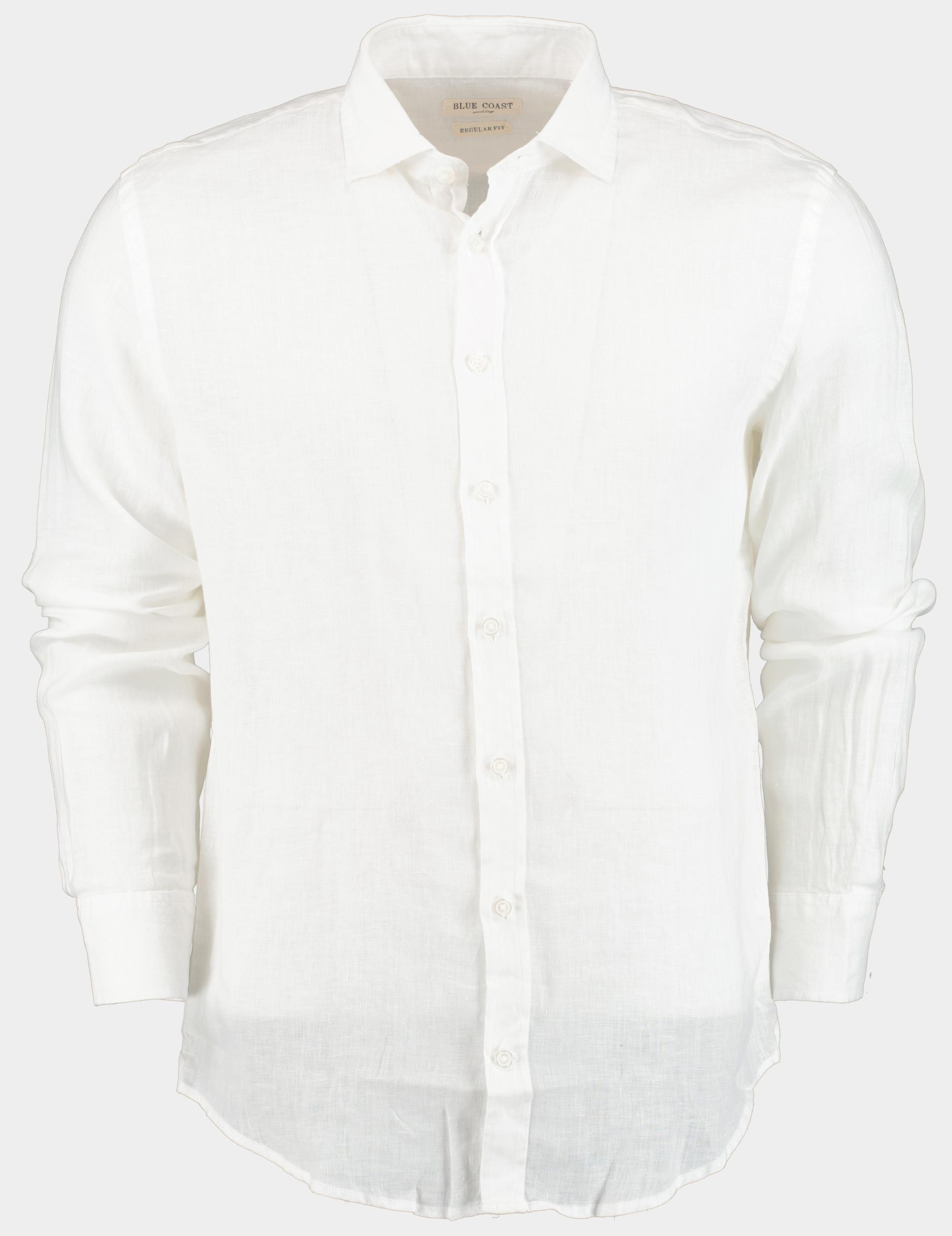 Blue Coast Casual hemd lange mouw Wit 100% Linnen MOB118 Uni/00 blanco