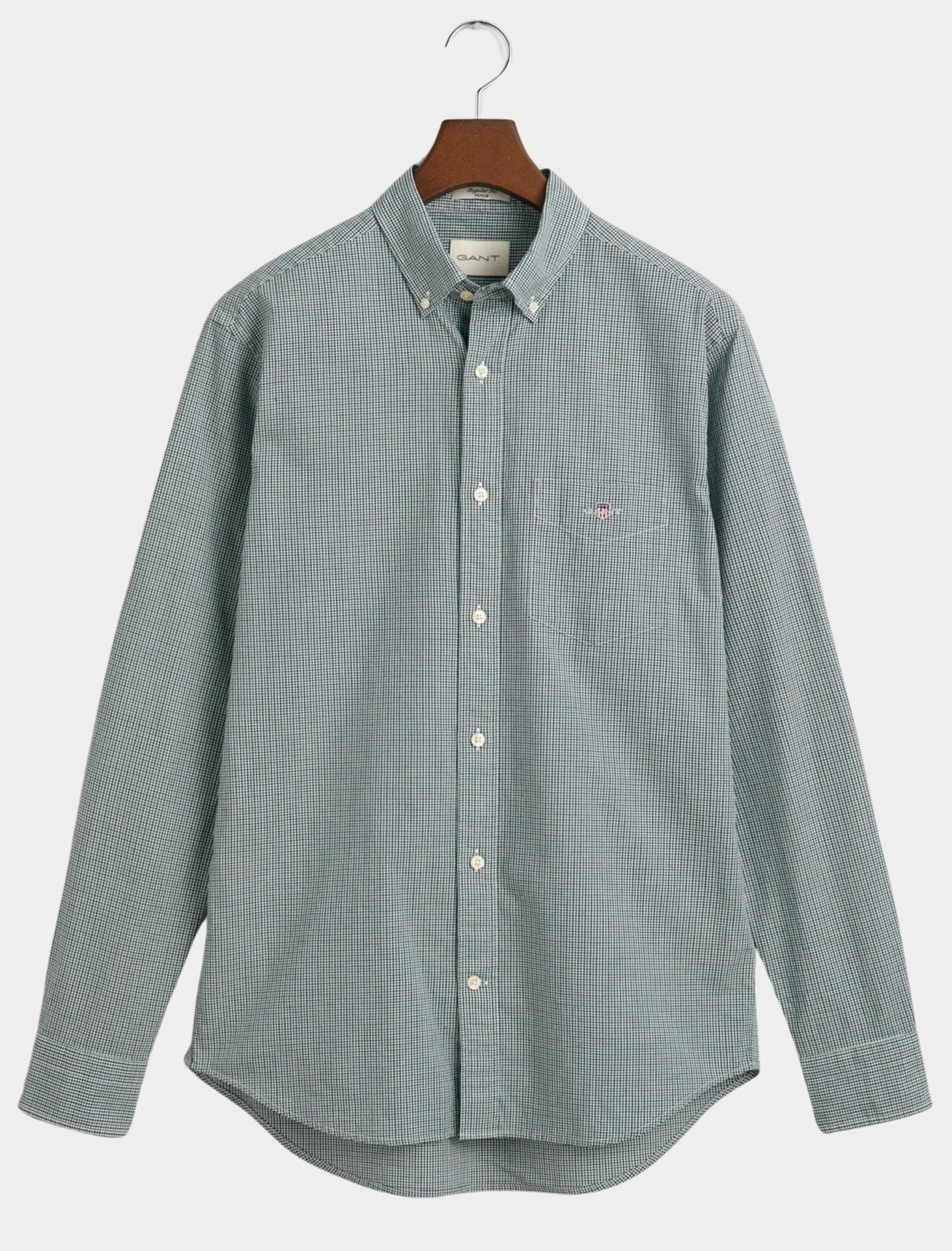 Gant Casual hemd lange mouw Groen Poplin Micro Gingham Shirt 3240163/373