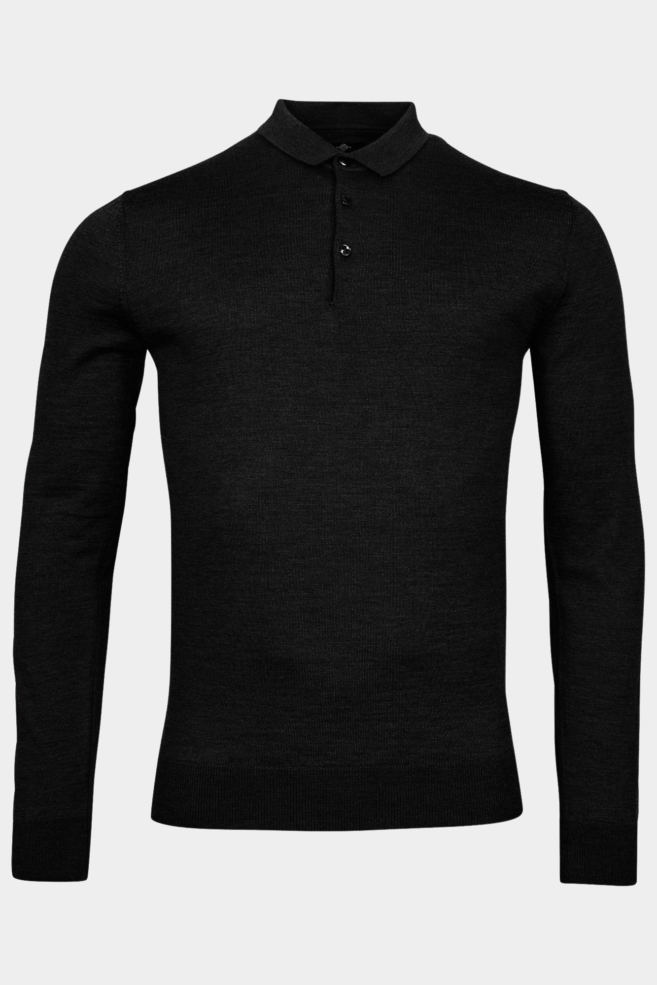 Baileys Polo lange mouw Zwart Pullover Polo collar - placke 420063/90