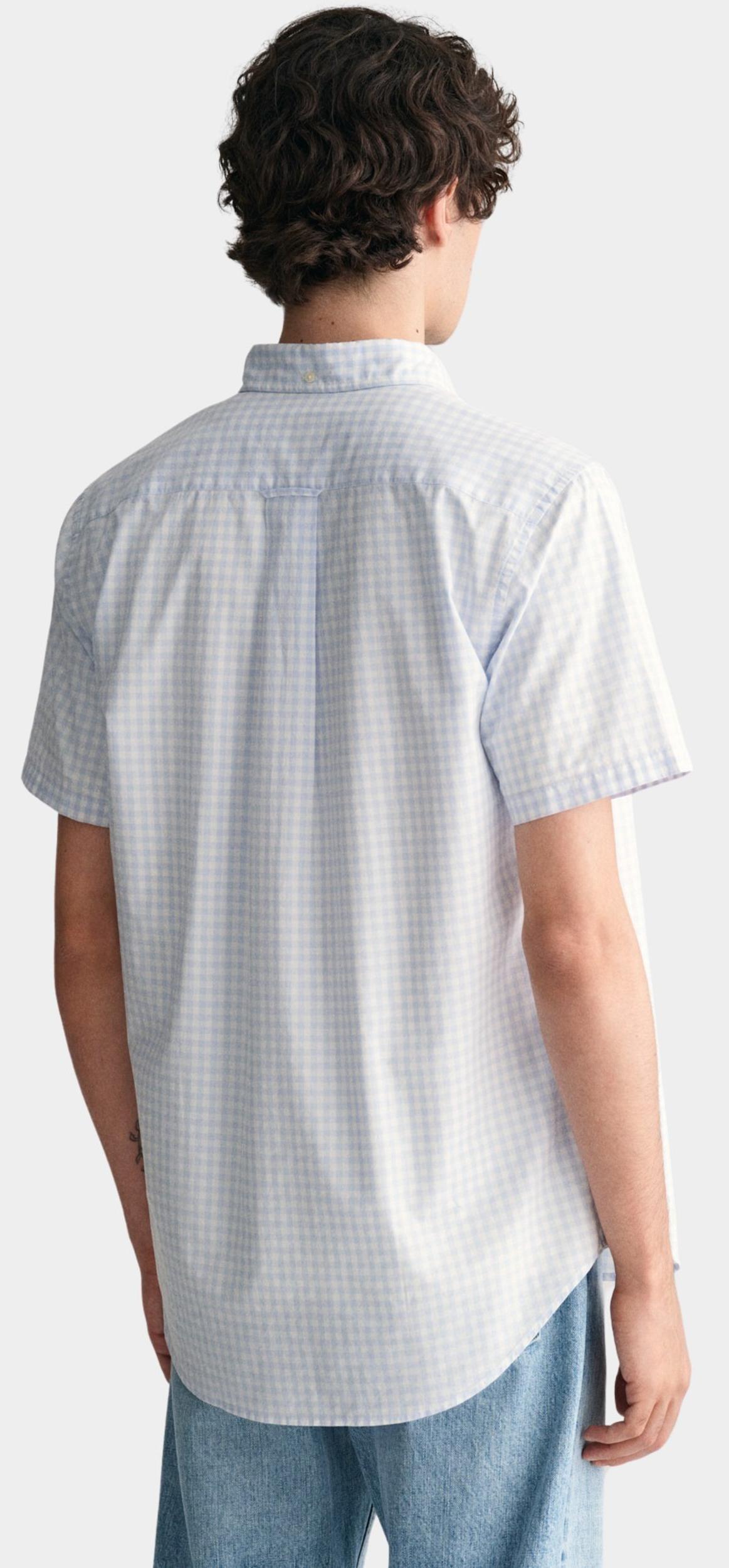 Gant Casual hemd korte mouw Blauw Classic Poplin Gingham SS Shir 3000121/455