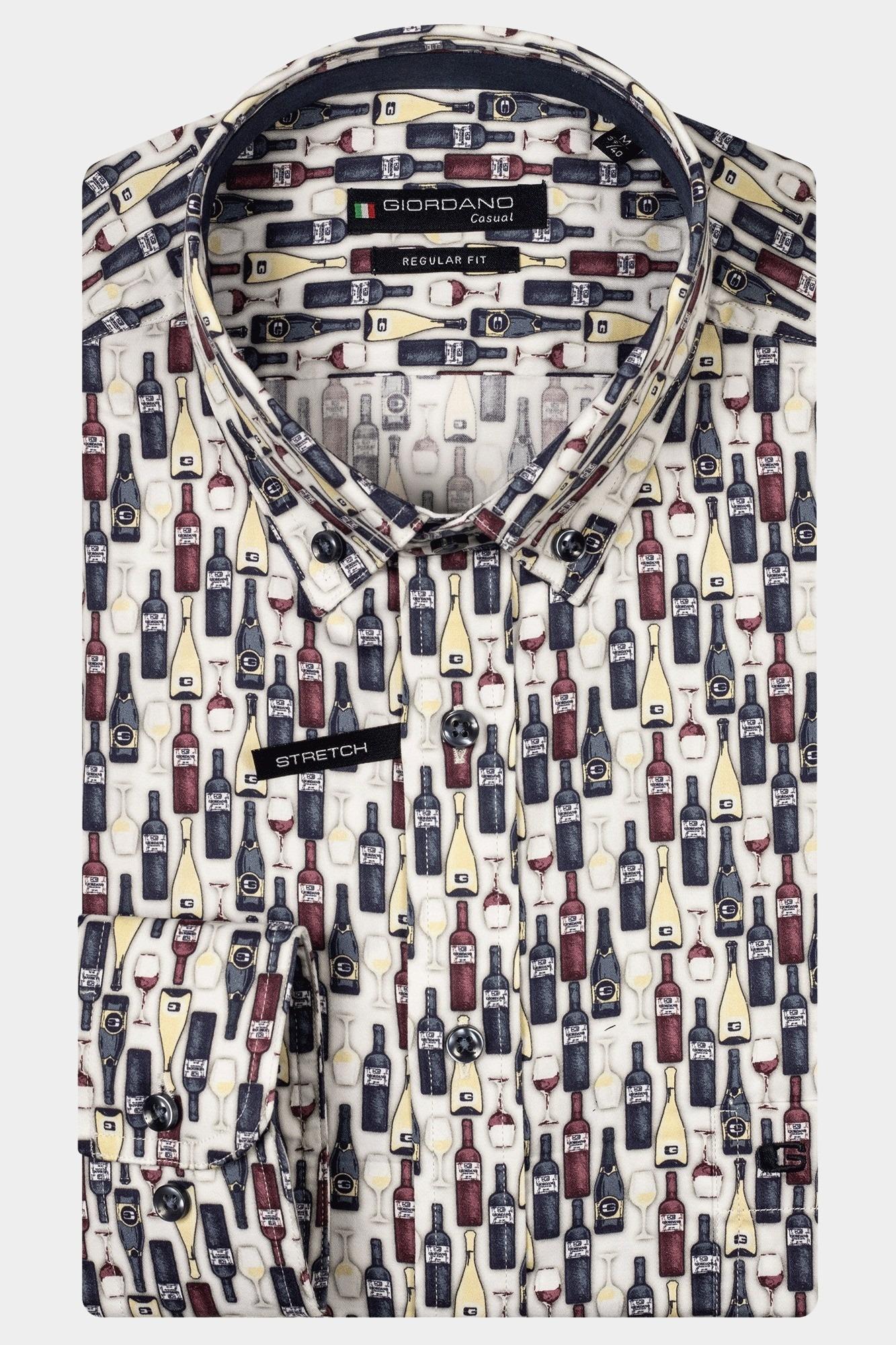 Giordano Casual hemd lange mouw Blauw Ivy, LS Button Down Wine Bott 427033/60