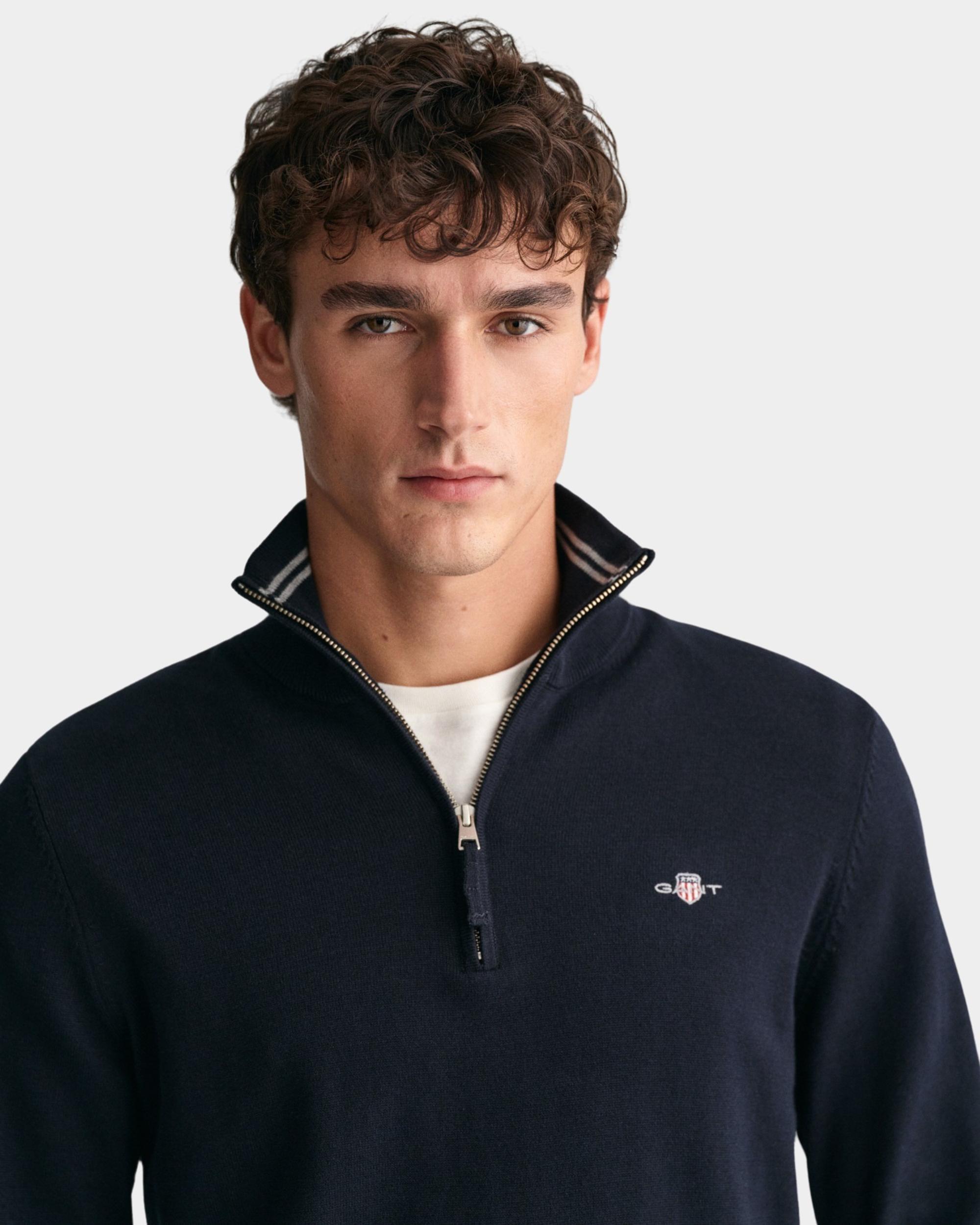 Gant Pullover Blauw Classic Cotton Half Zip 8030564/433