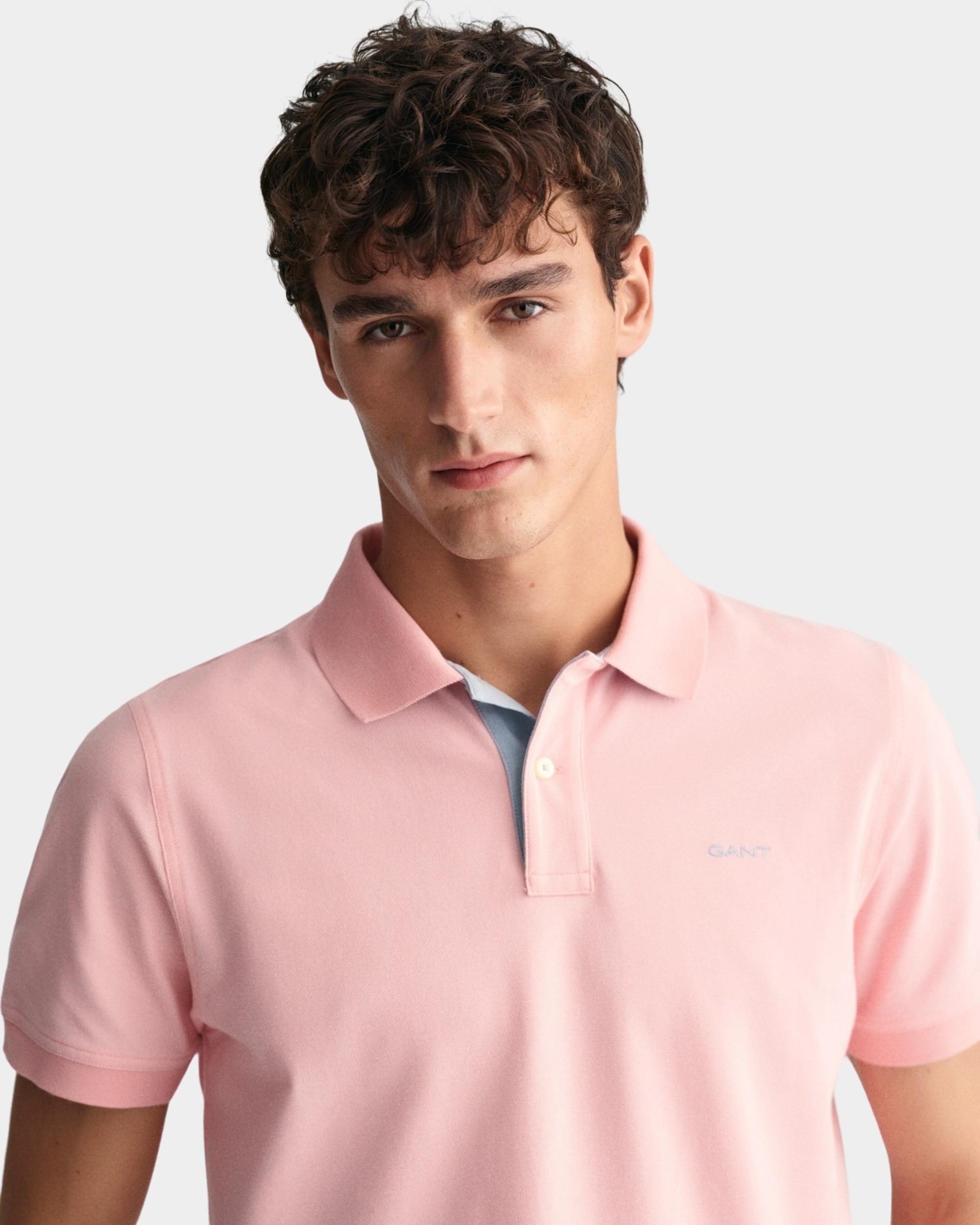 Gant Polo korte mouw Roze Contrast Pique SS Rugger 2062026/671