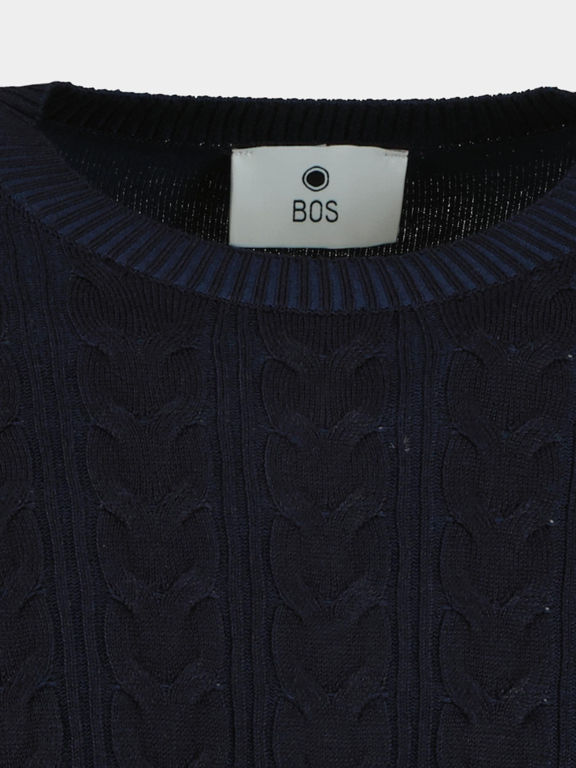 Bos Pullover Blauw Kabeltrui 1004224/8E