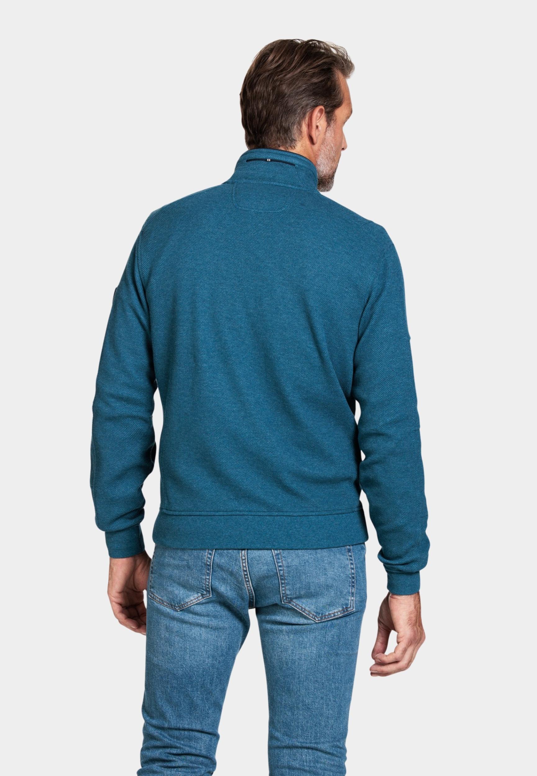 Baileys Vest Blauw Sweat Cardigan Zip Honeycomb 322281/655