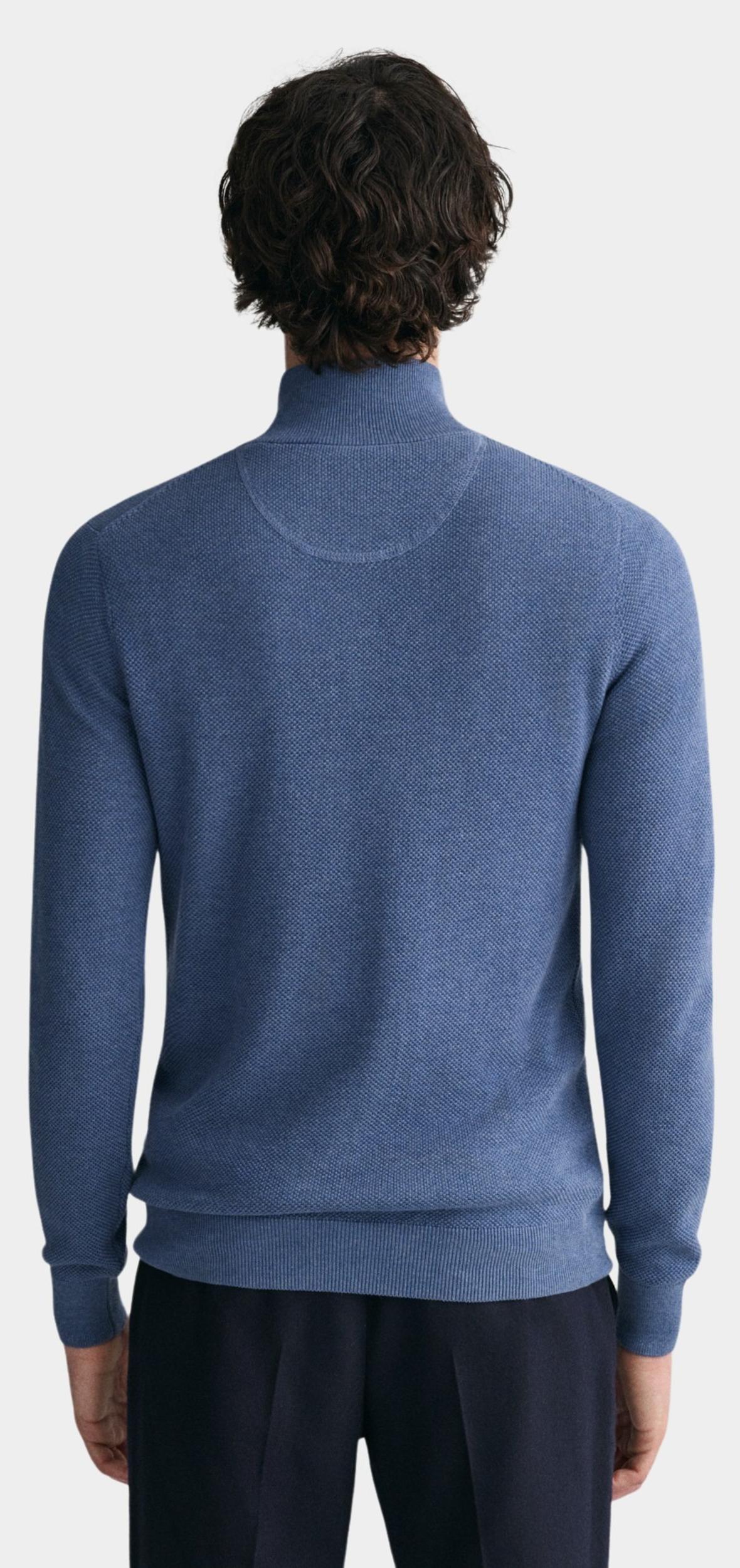 Gant Pullover Blauw Cotton Pique Halfzip 8040523/906