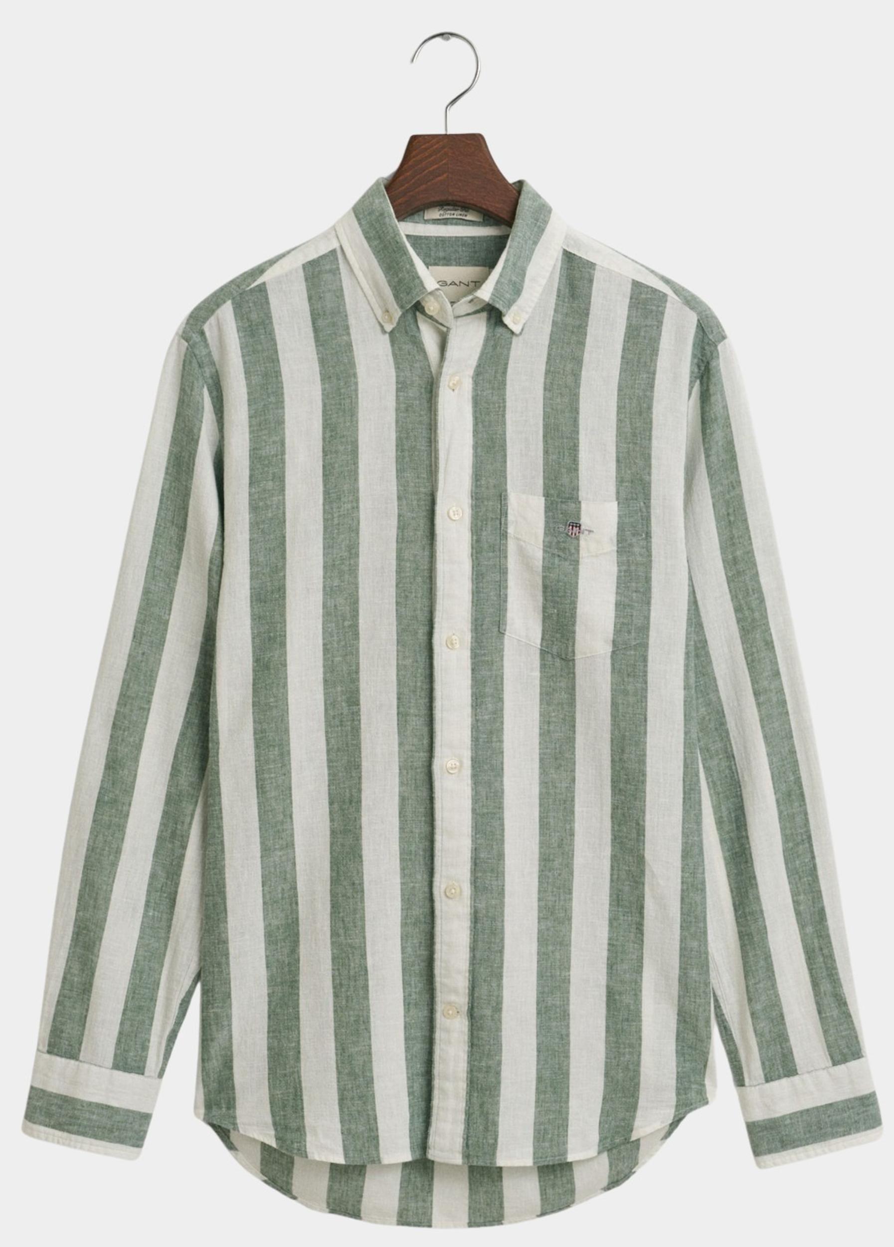 Gant Casual hemd lange mouw Groen REG COTTON LINEN BOLD STRIPE 3250043/318