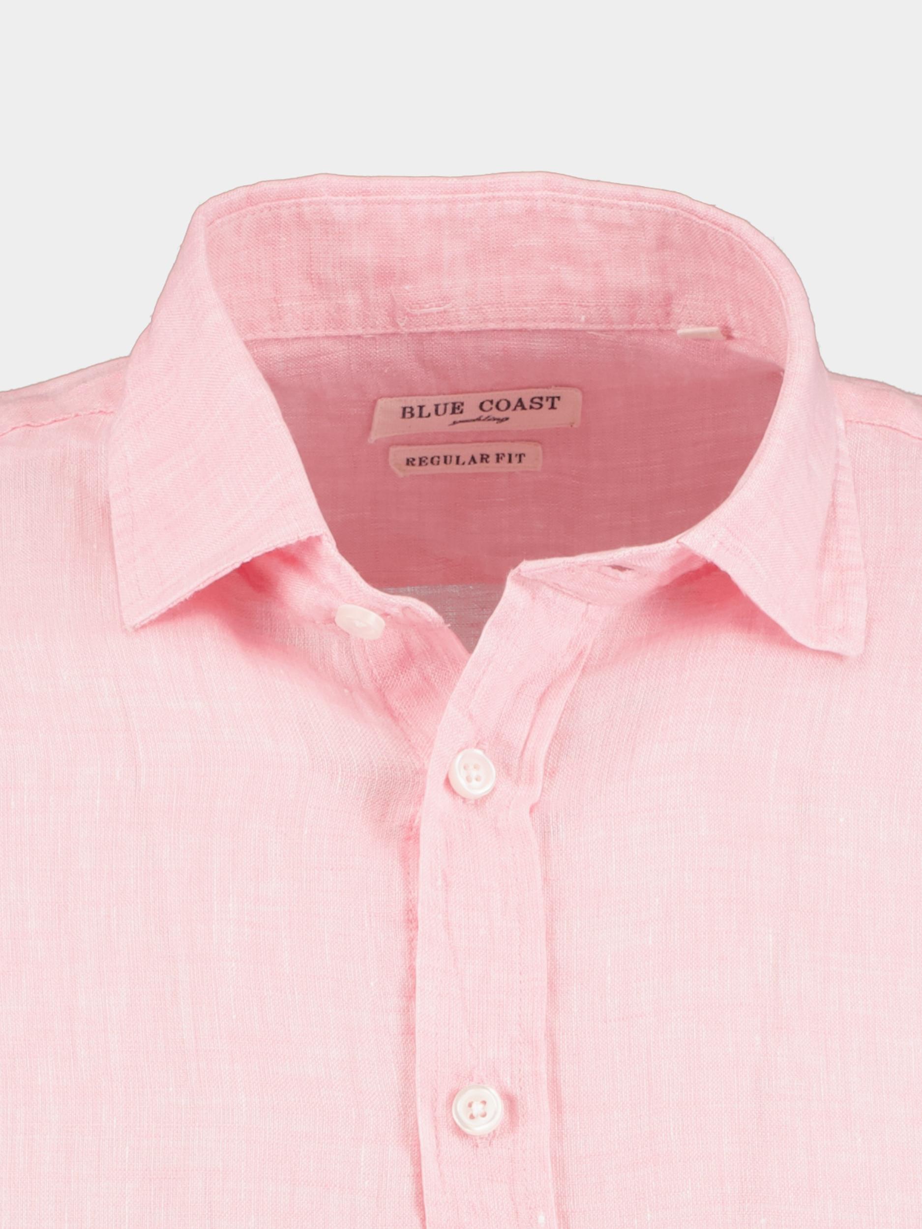 Blue Coast Casual hemd lange mouw Roze 100% Linnen MOB118 Uni/20 rosa