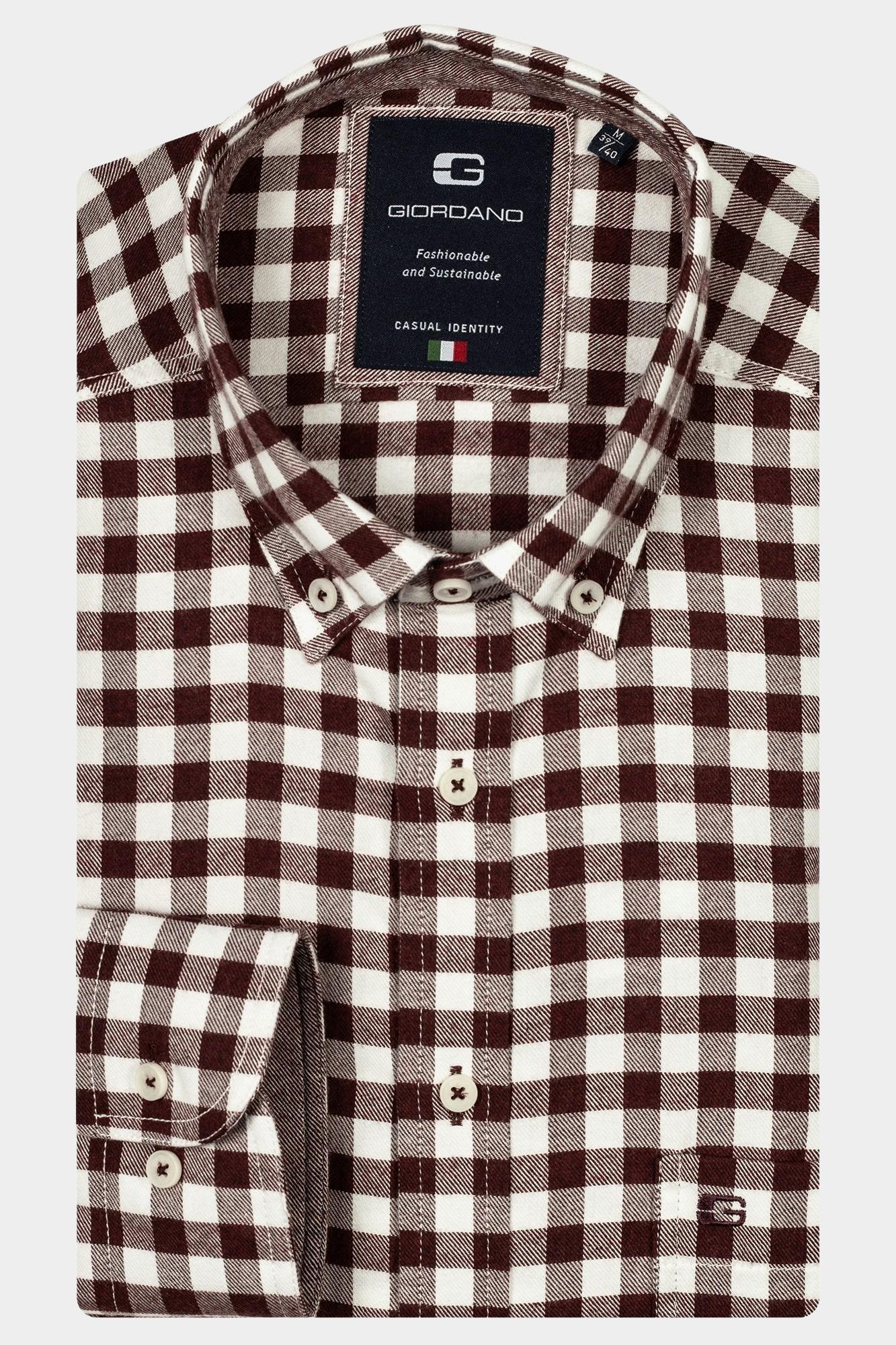 Giordano Casual hemd lange mouw Rood Brando, LS Button Down  Brush 427304/32