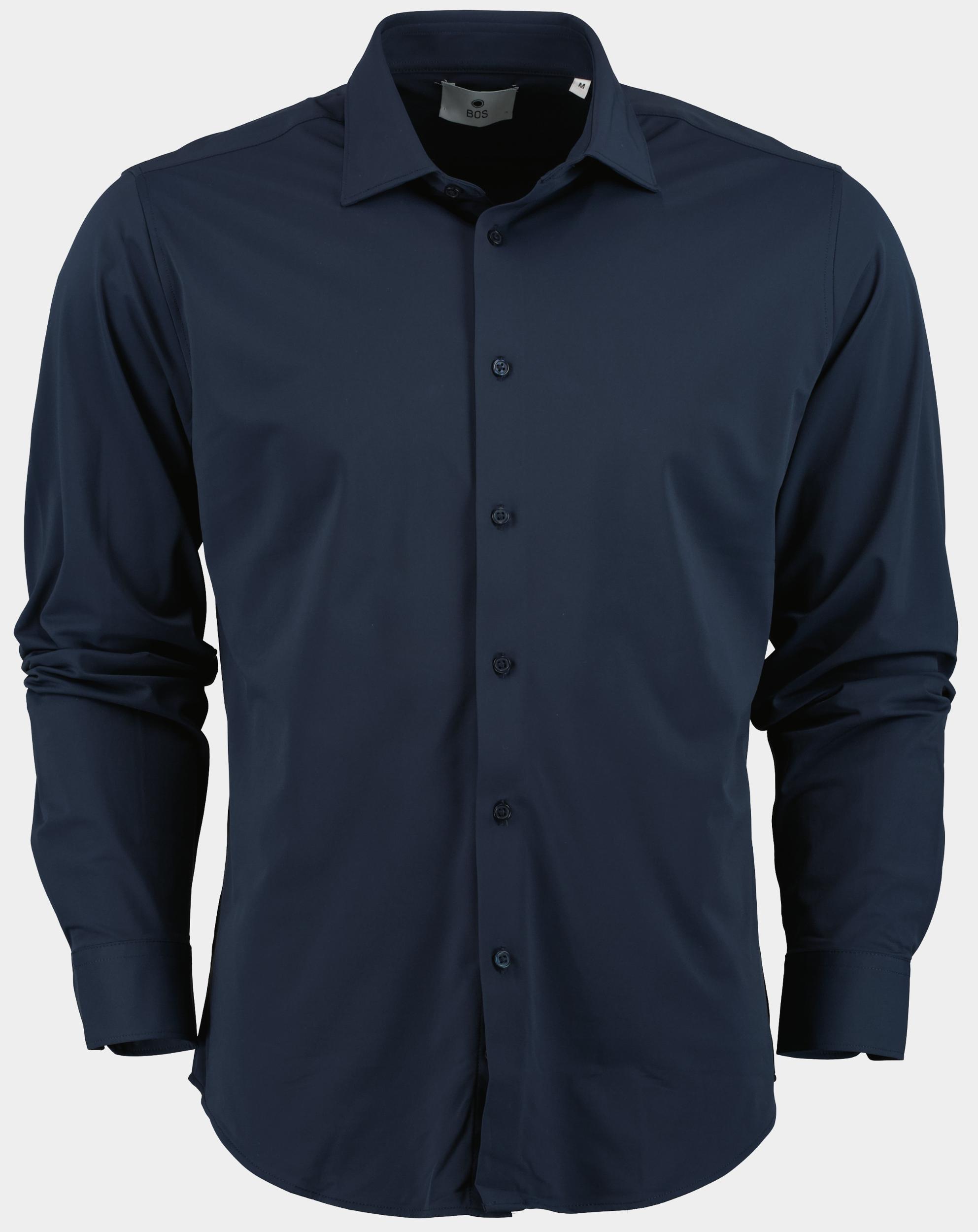 Bos Business hemd lange mouw Blauw Stretch shirt 1709724/220