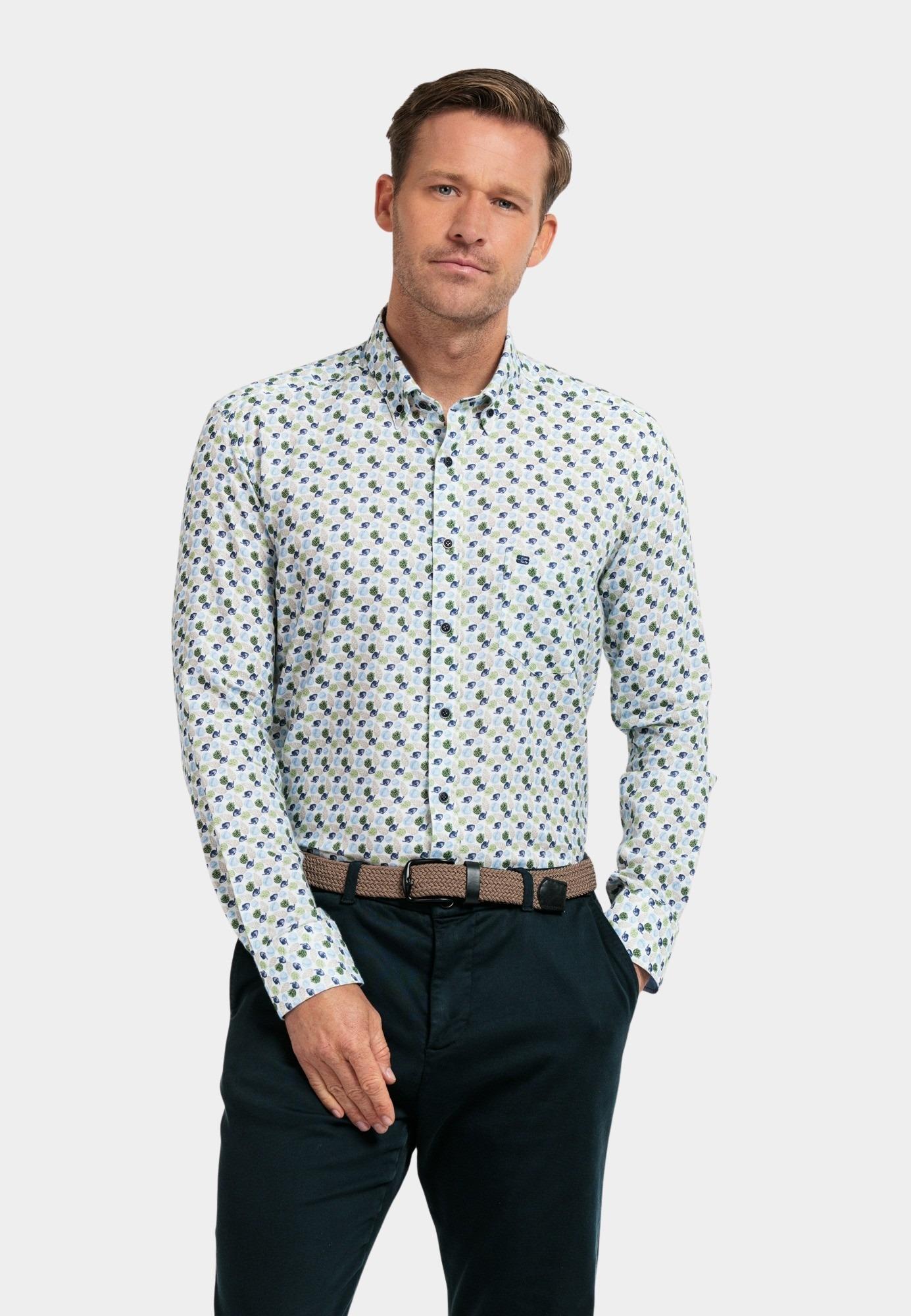 Giordano Casual hemd lange mouw Groen Ivy, LS Button Down Autumn Pr 427014/70