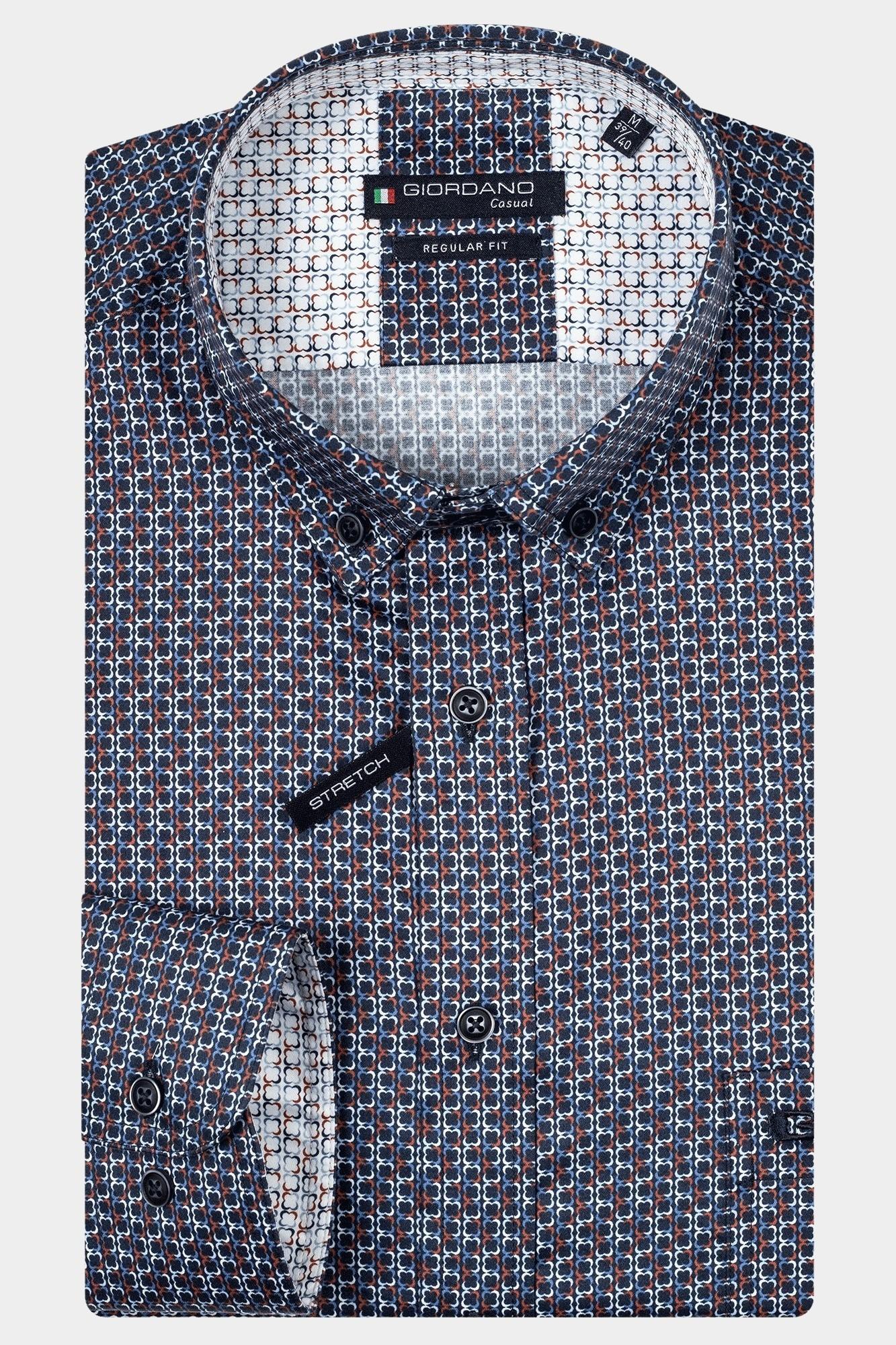 Giordano Casual hemd lange mouw Blauw Ivy, LS Button Down Minimal P 427020/60