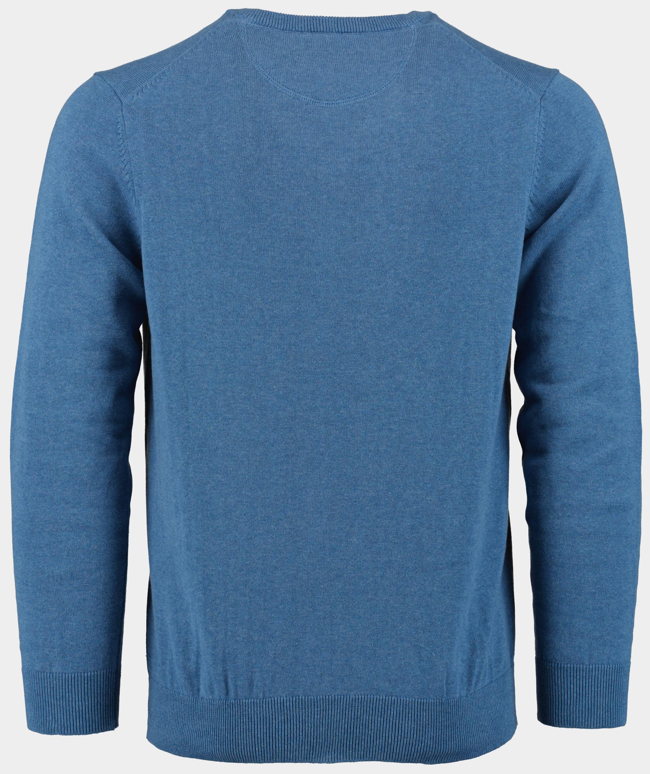 Bos Pullover Blauw Katoenen V-hals 428100CCT/635