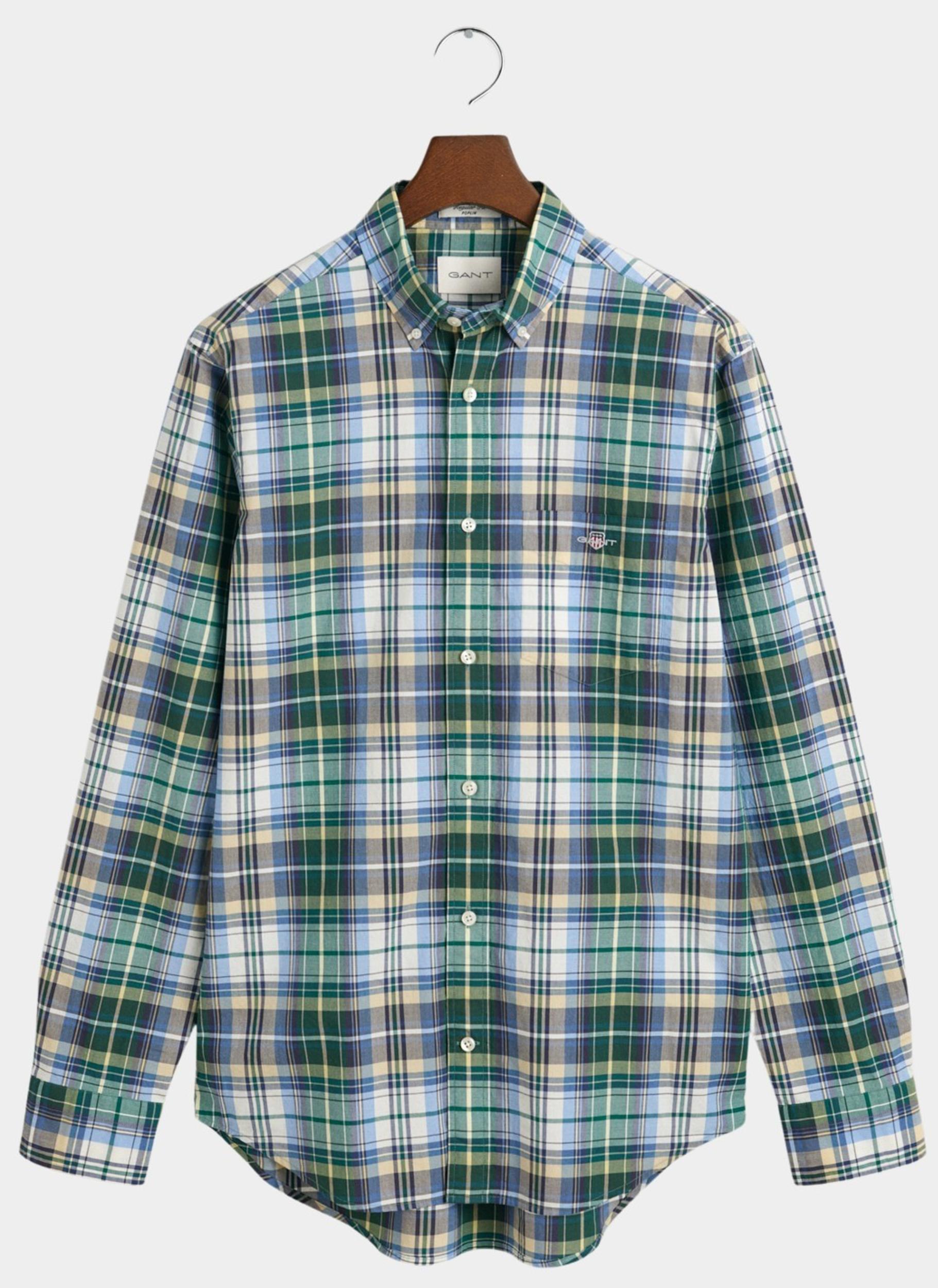 Gant Casual hemd lange mouw Groen Poplin Tartan Check Shirt 3240165/373