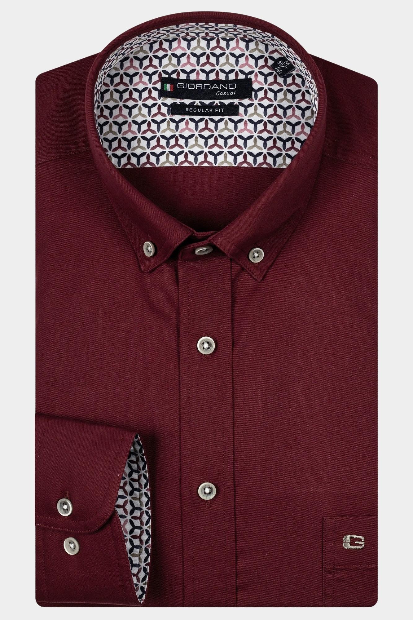 Giordano Casual hemd lange mouw Rood Ivy, LS Button Down Washed Fi 427005/30