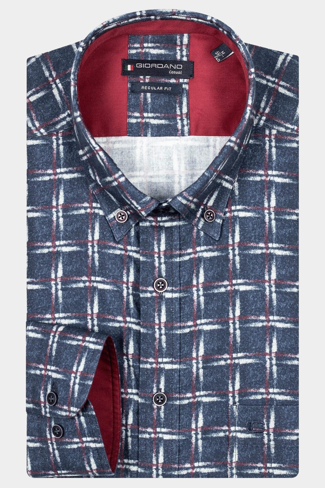 Giordano Casual hemd lange mouw Paars Ivy, LS Button Down  Printed 427310/40