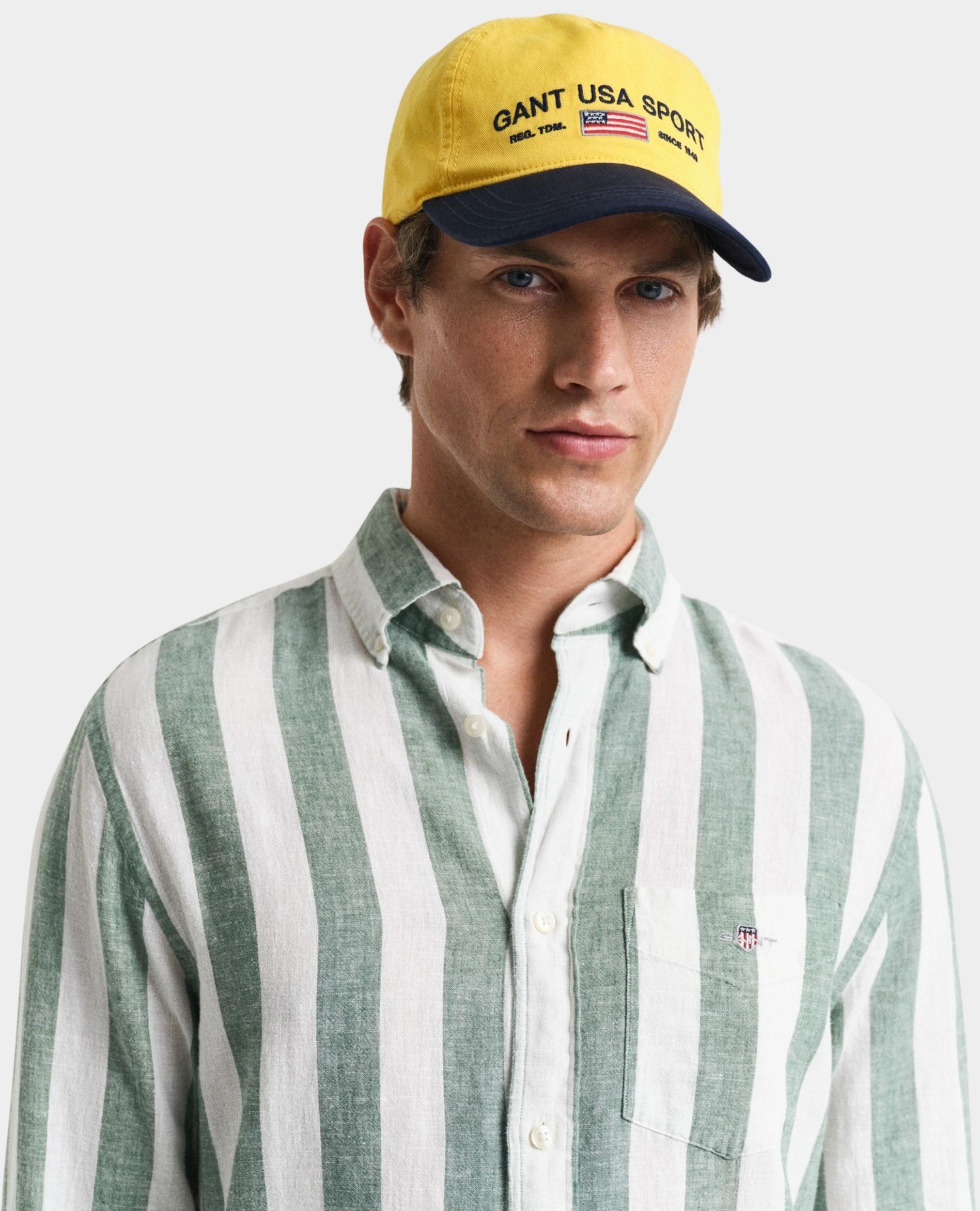 Gant Casual hemd lange mouw Groen REG COTTON LINEN BOLD STRIPE 3250043/318