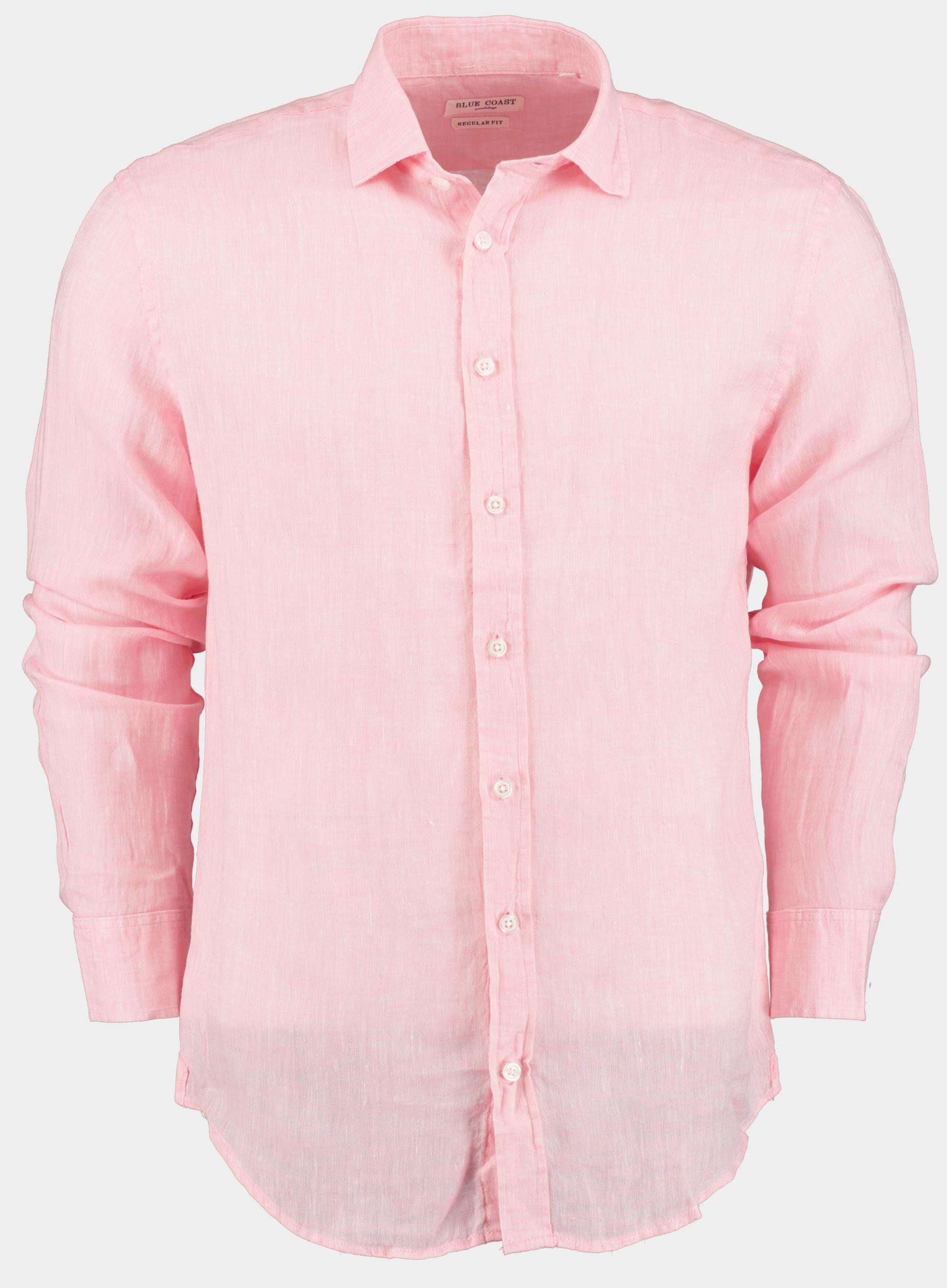 Blue Coast Casual hemd lange mouw Roze 100% Linnen MOB118 Uni/20 rosa