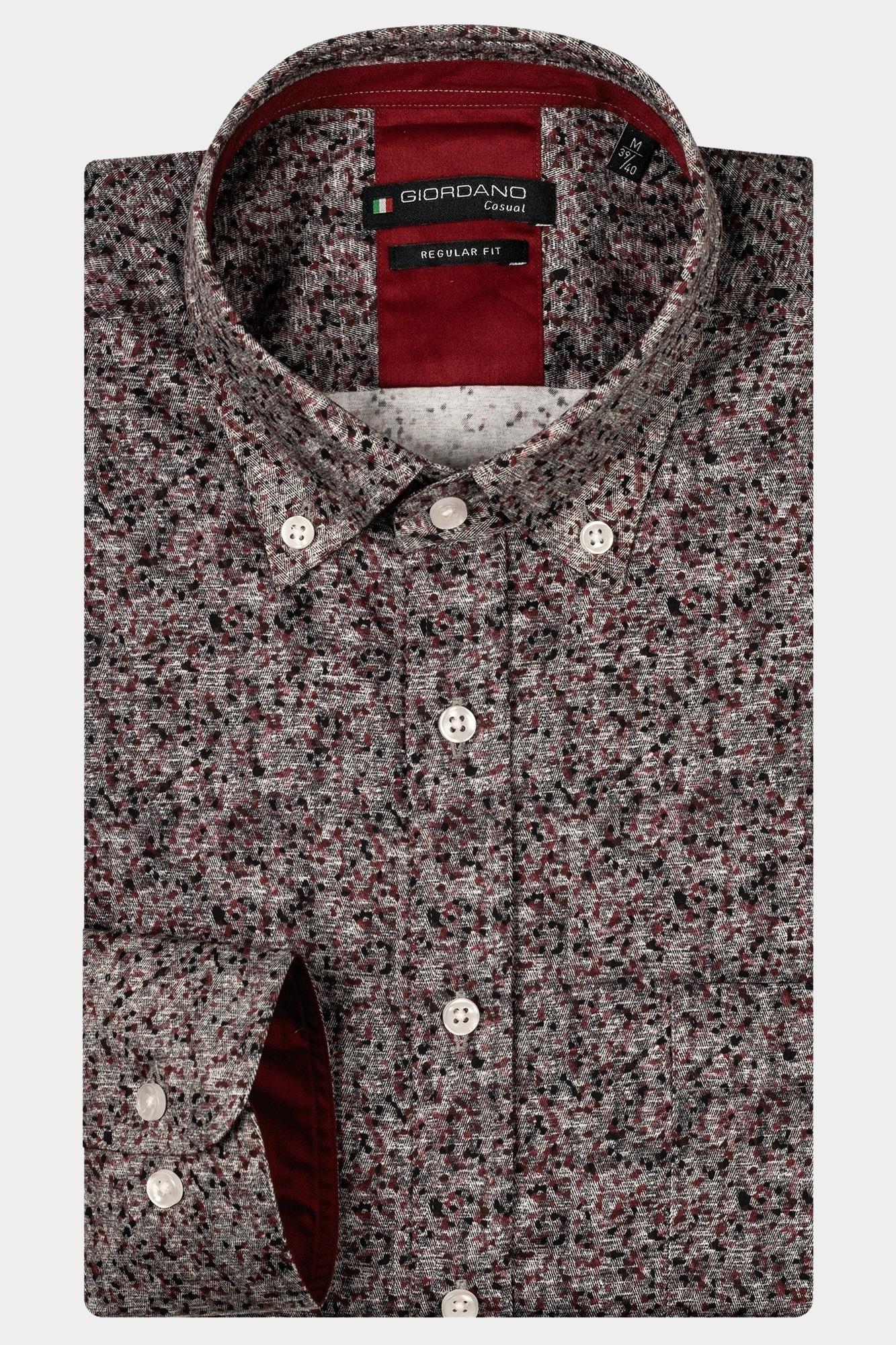 Giordano Casual hemd lange mouw Rood Ivy, LS Button Down Printed H 427041/30